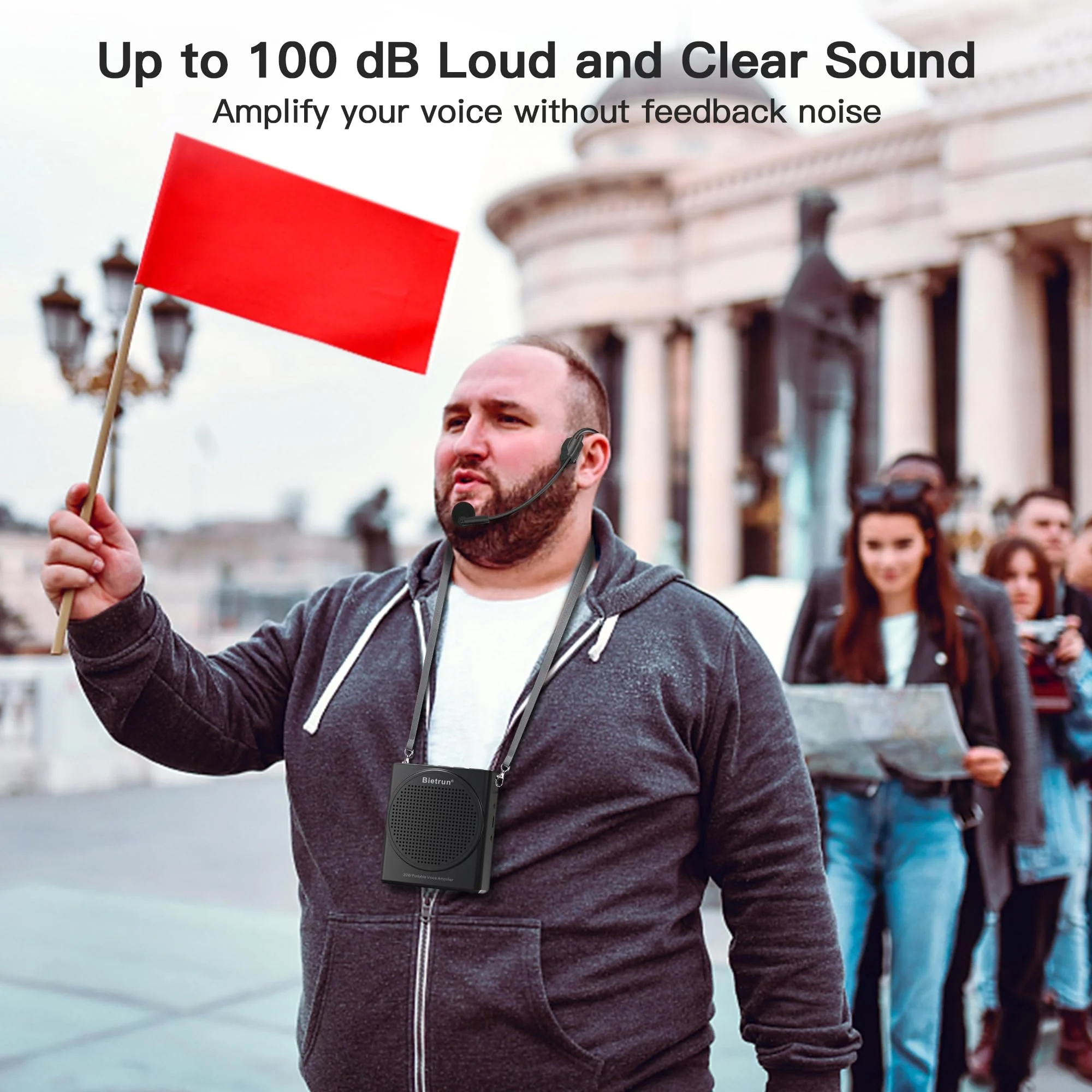 Bluetooth Voice Amplifier for Teachers, Portable Rechargeable Mini Voice Amplifier with Wired Microphone Headset, PA System Megaphone Speaker for Teachers, Singing, Training, Presentation, Tour Guide - Image 9