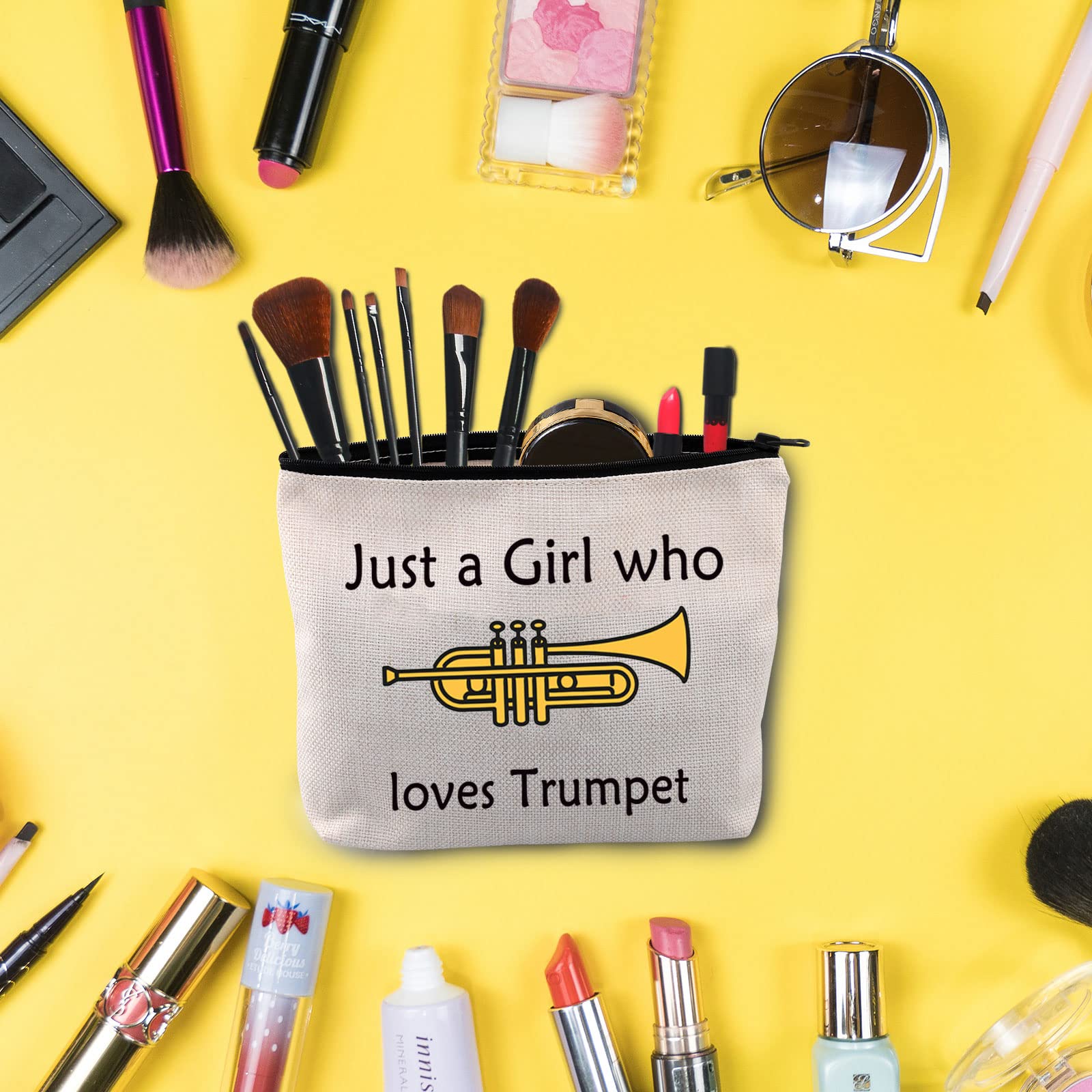 BLUPARK Trumpeter Gift Trumpet Girl Cosmetic Bag Just a Girl Who Loves Trumpet Cornet Gift for Trumpet Lover (Girl who loves Trumpet) - Image 5