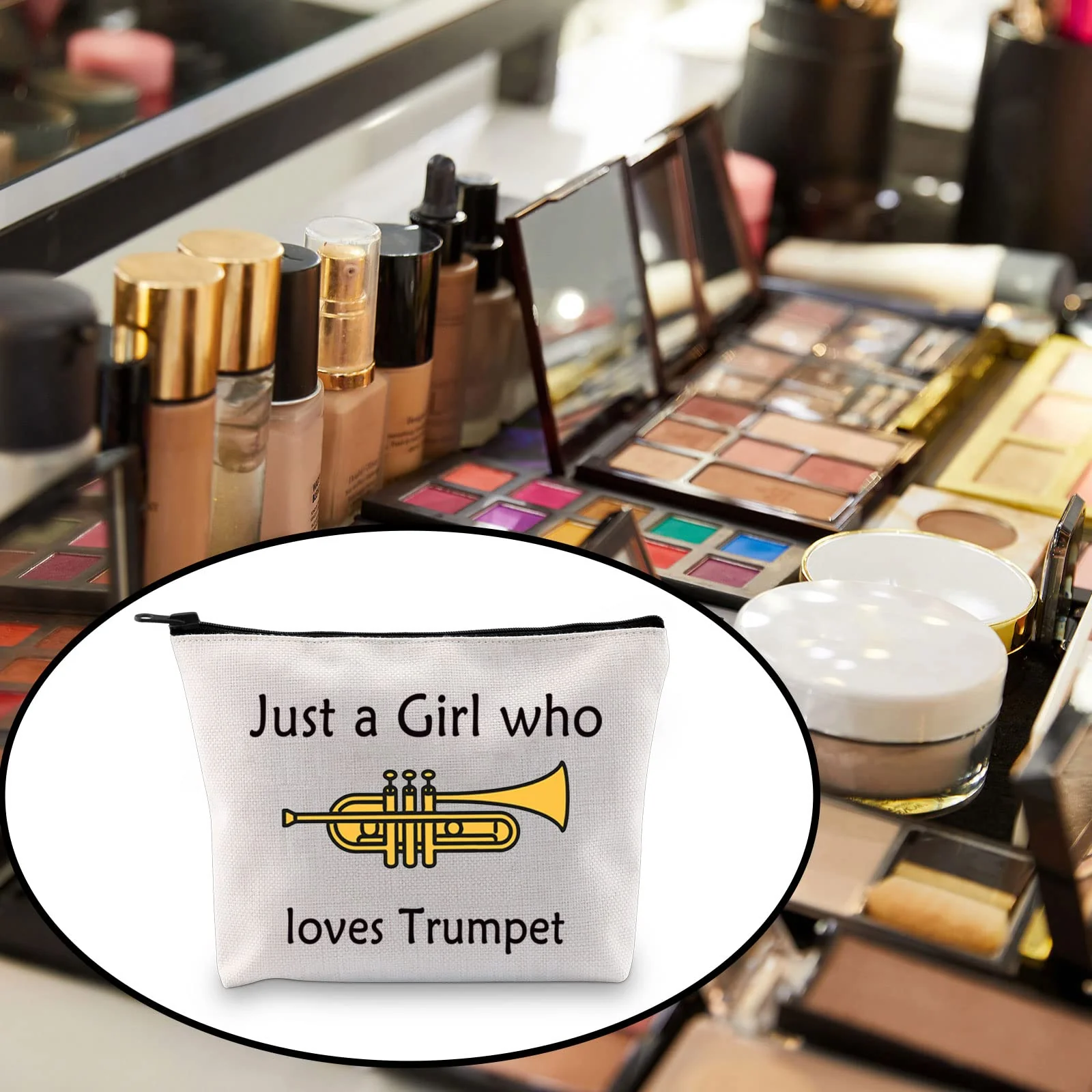 BLUPARK Trumpeter Gift Trumpet Girl Cosmetic Bag Just a Girl Who Loves Trumpet Cornet Gift for Trumpet Lover (Girl who loves Trumpet) - Image 6