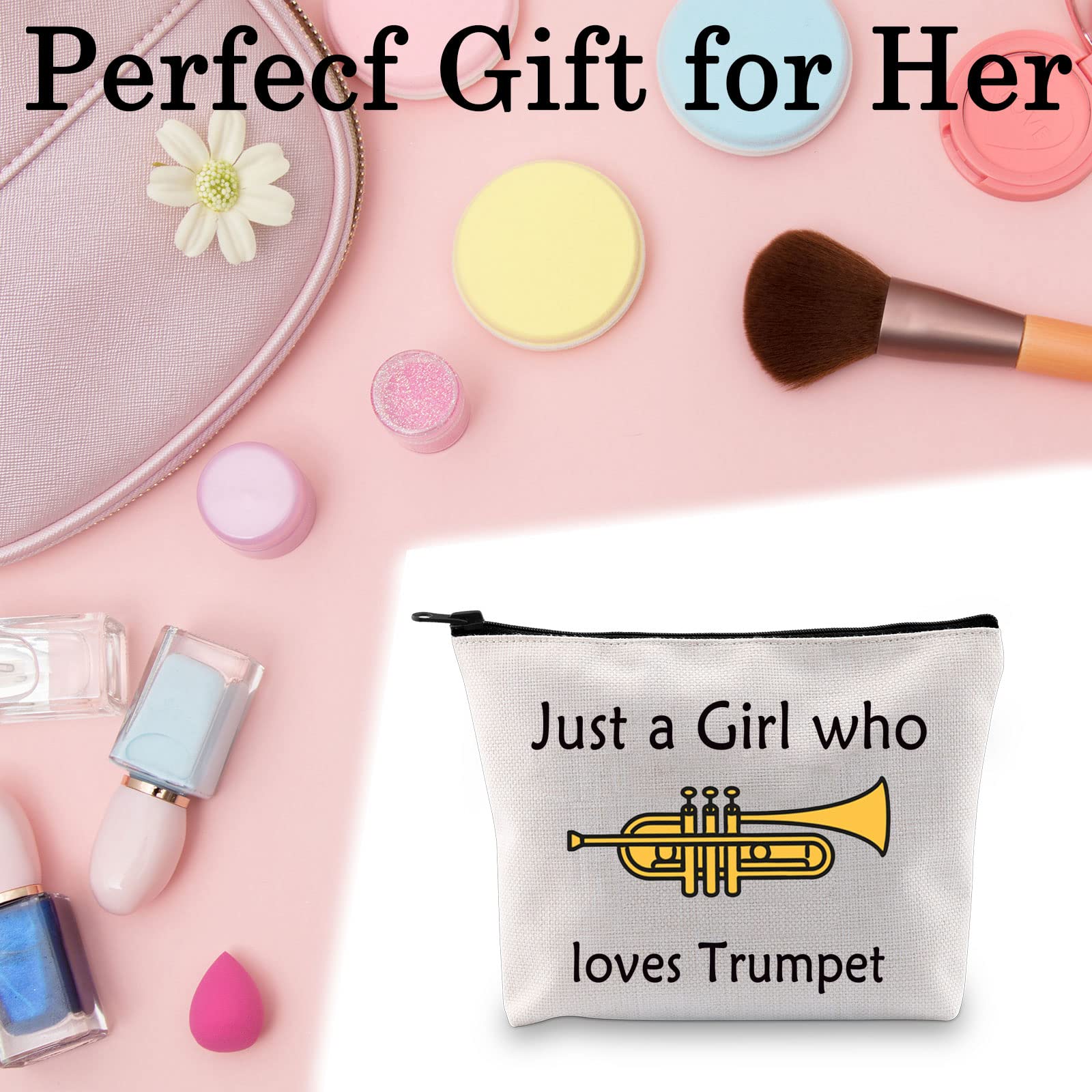 BLUPARK Trumpeter Gift Trumpet Girl Cosmetic Bag Just a Girl Who Loves Trumpet Cornet Gift for Trumpet Lover (Girl who loves Trumpet) - Image 7