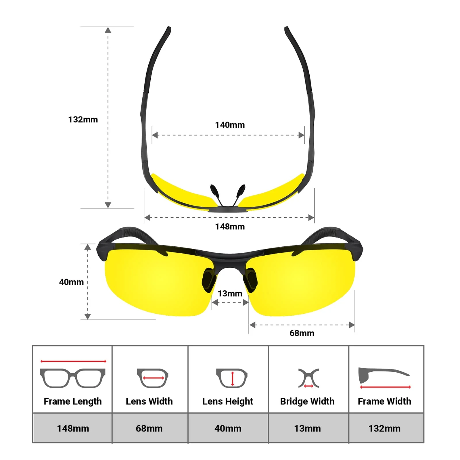 BLUPOND Set of 2 HD Day and Night Driving Glasses - Polarized Sunglasses and Yellow Night Vision Glasses With Car Clip Holder 1 Yellow Lens + 1 Black Lens - Image 3