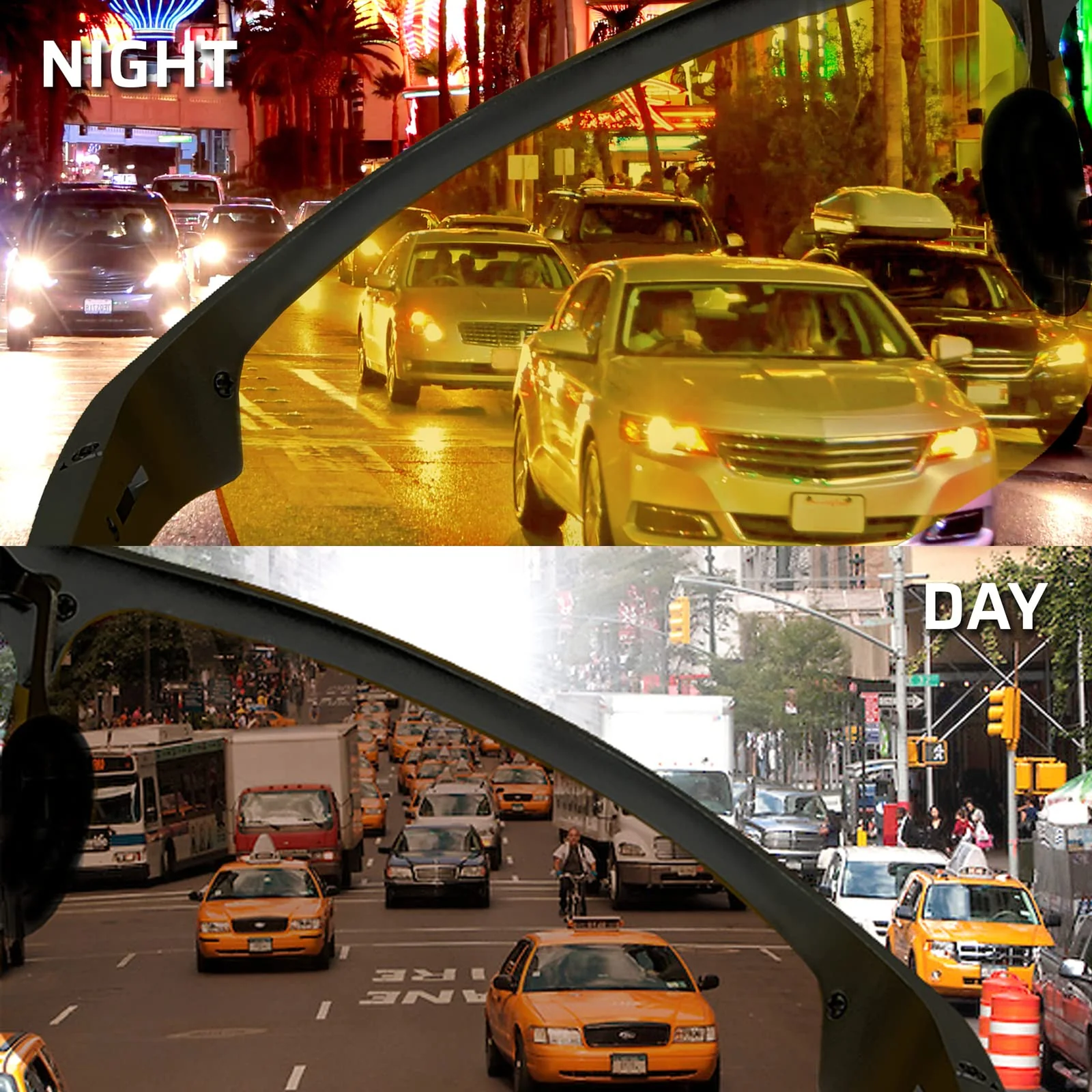BLUPOND Set of 2 HD Day and Night Driving Glasses - Polarized Sunglasses and Yellow Night Vision Glasses With Car Clip Holder 1 Yellow Lens + 1 Black Lens - Image 5