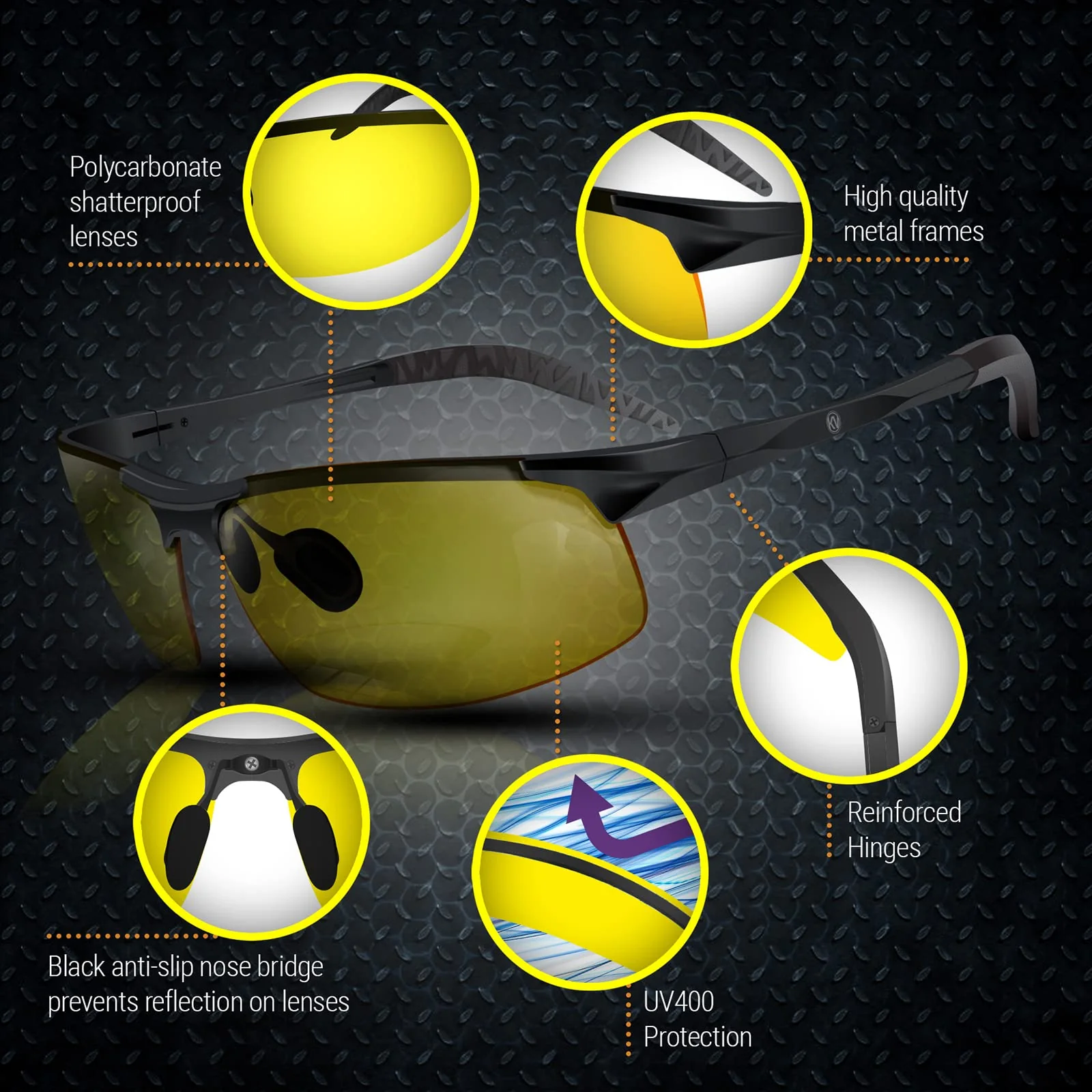 BLUPOND Set of 2 HD Day and Night Driving Glasses - Polarized Sunglasses and Yellow Night Vision Glasses With Car Clip Holder 1 Yellow Lens + 1 Black Lens - Image 6