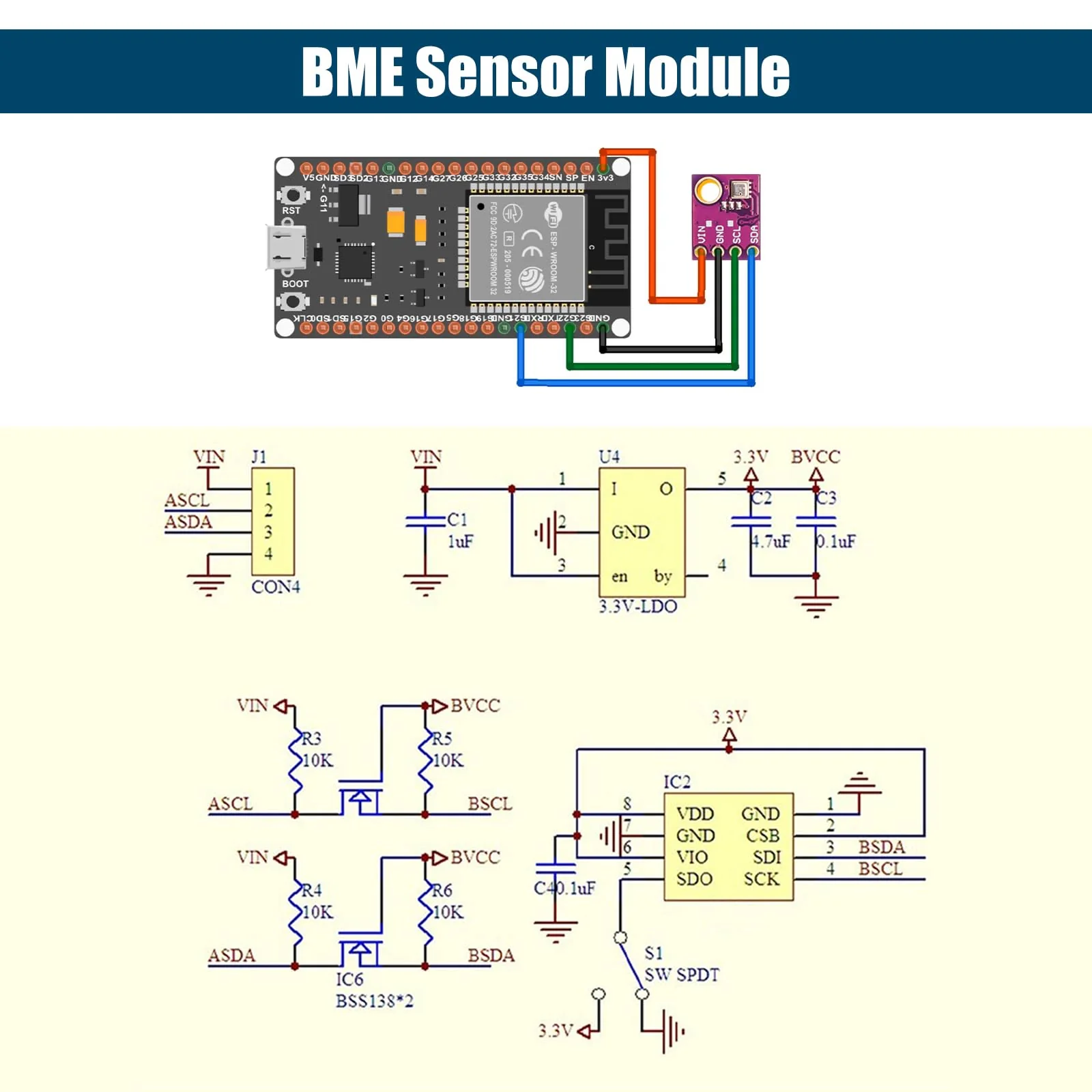 BME 5V Altimeter Module Binghe Pack of 5 BME High Precision Atmospheric Pressure Sensor Module IIC I2C Interface DC 1.8-5V Compatible with Arduino Rasp-Pi - Image 3