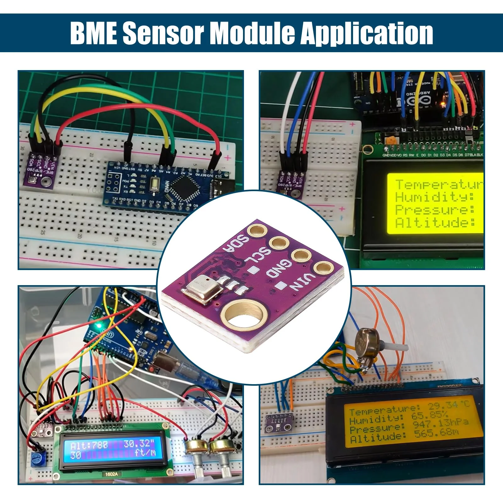 BME 5V Altimeter Module Binghe Pack of 5 BME High Precision Atmospheric Pressure Sensor Module IIC I2C Interface DC 1.8-5V Compatible with Arduino Rasp-Pi - Image 4