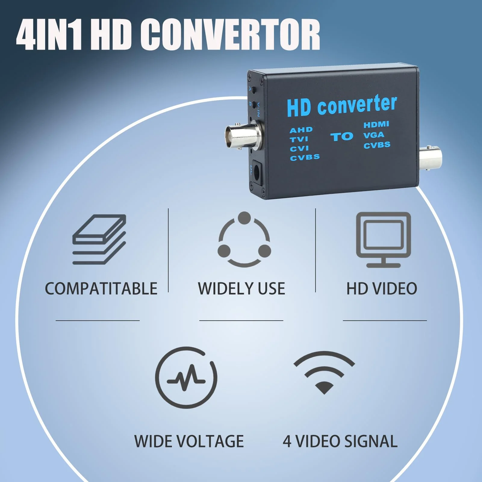 BNC Cable to HDMI Video Signal Convertor,Audio Video Capture Converte,4 in 1 HD Convertor AHD/TVI/CVI/CVBS Signal to HDMI/VGA/CVBS 1080p for Camera/DVR/CCTV Security System - Image 3