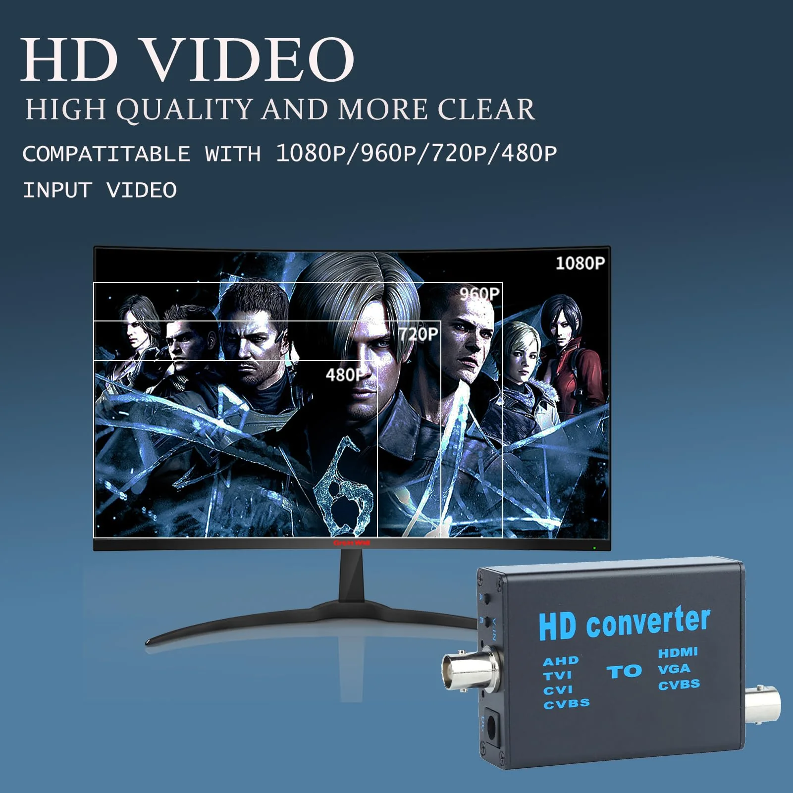BNC Cable to HDMI Video Signal Convertor,Audio Video Capture Converte,4 in 1 HD Convertor AHD/TVI/CVI/CVBS Signal to HDMI/VGA/CVBS 1080p for Camera/DVR/CCTV Security System - Image 4