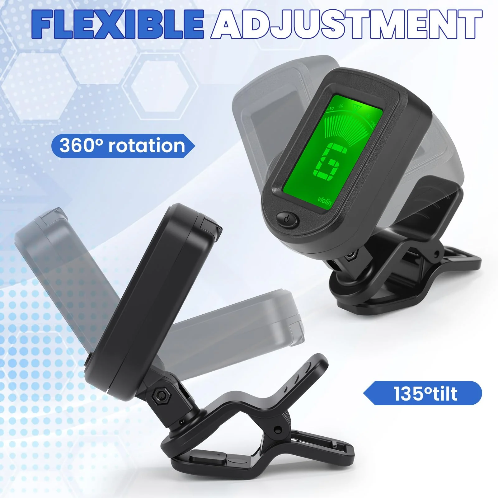 Boao 10 Pcs Guitar Tuner, Clip on Tuner with Chromatic Modes, Digital Electronic Clear LCD Display, 360 Degree Rotation for Acoustic/electric Guitar, Ukulele, Bass, Violin, Banjo, Mandolin - Image 5