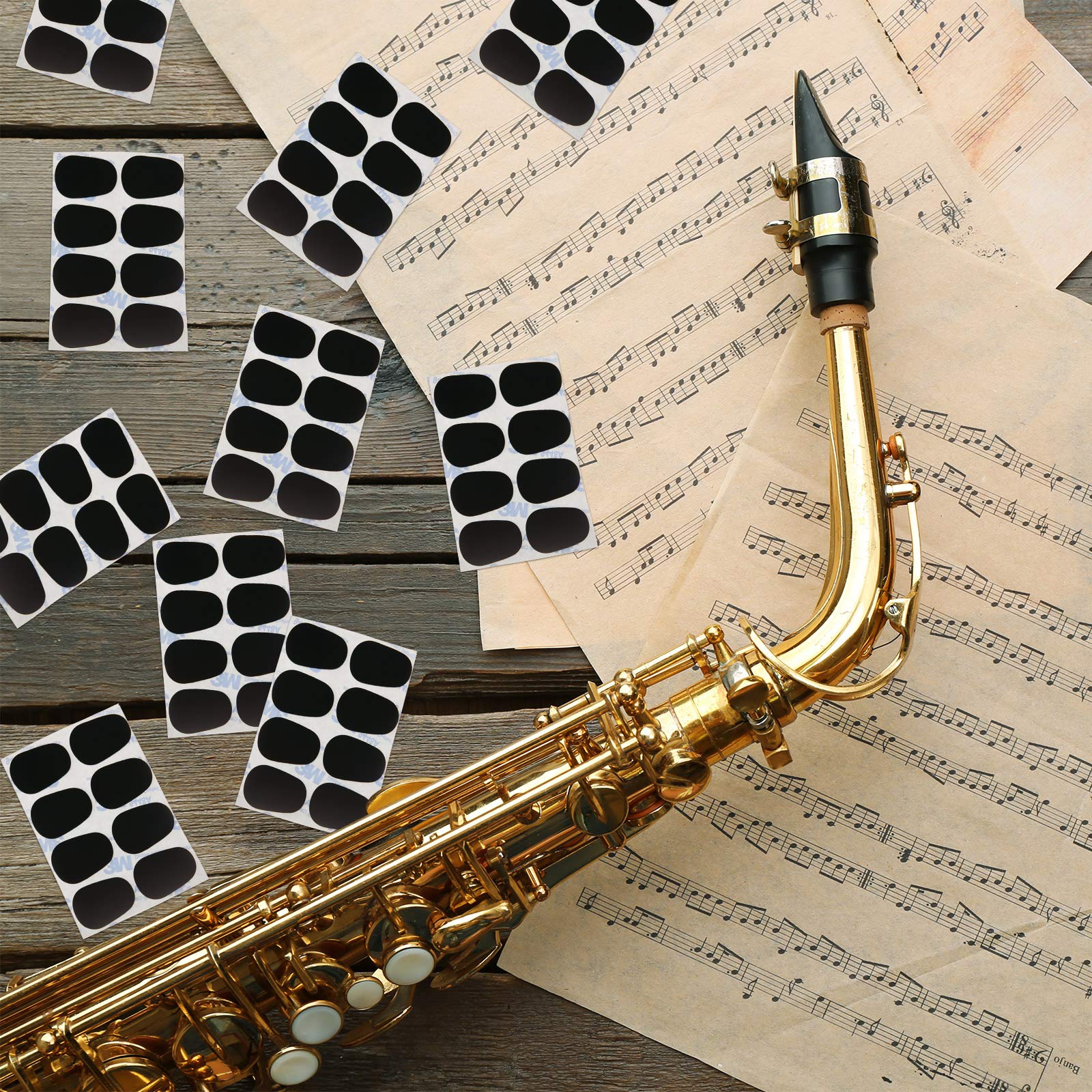 Boao 160 Pieces Saxophone and Clarinet Mouthpiece Cushion Sax Mouthpiece Patches Pads Cushions Thick Rubber 0.8 mm with Strong Adhesive - Image 5