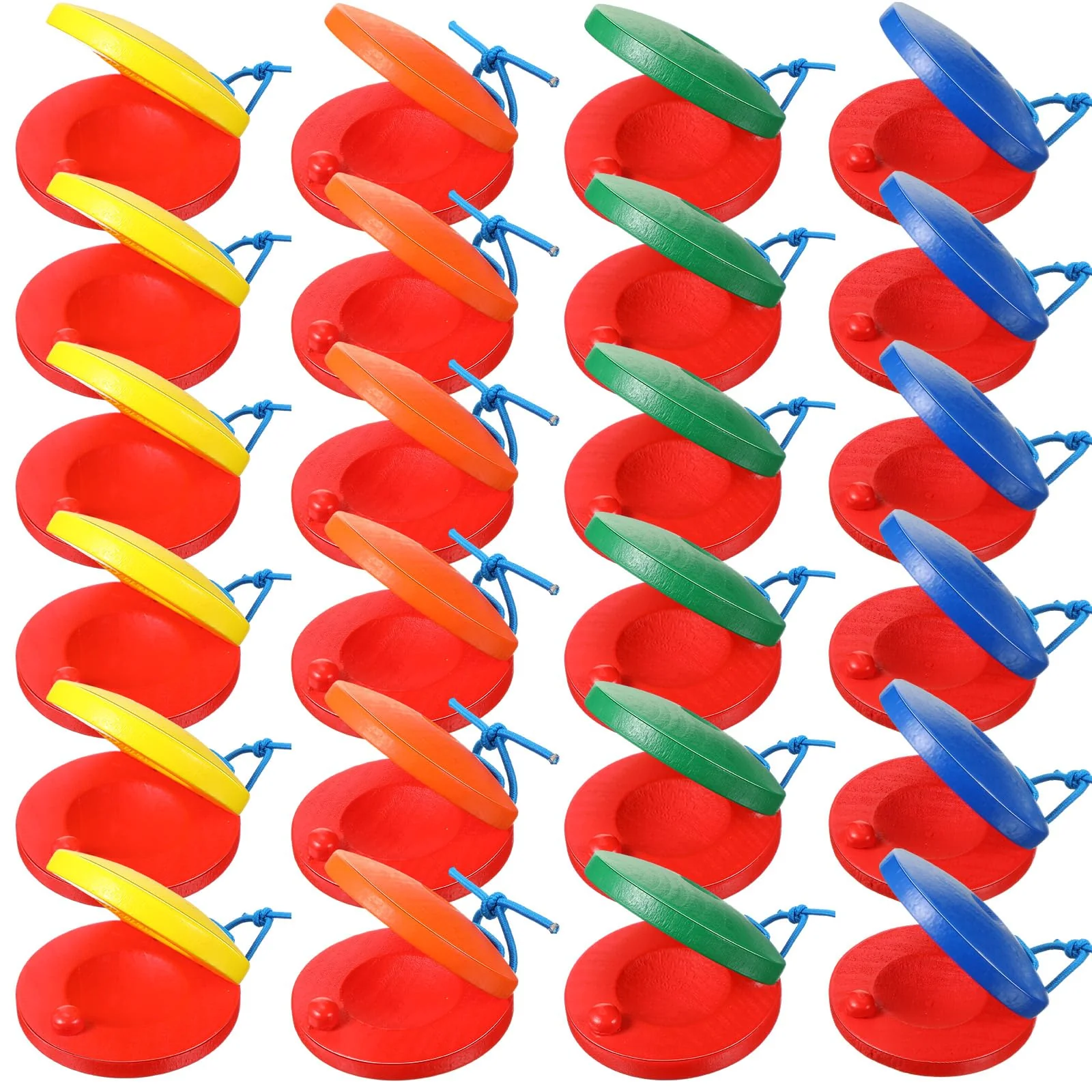Boao 24 Pcs Castanets Musical Instrument Wooden Hand Finger Clap Board Educational Percussion DIY Music Instrument Rhythm Castanets(Multi Color) Multi Color