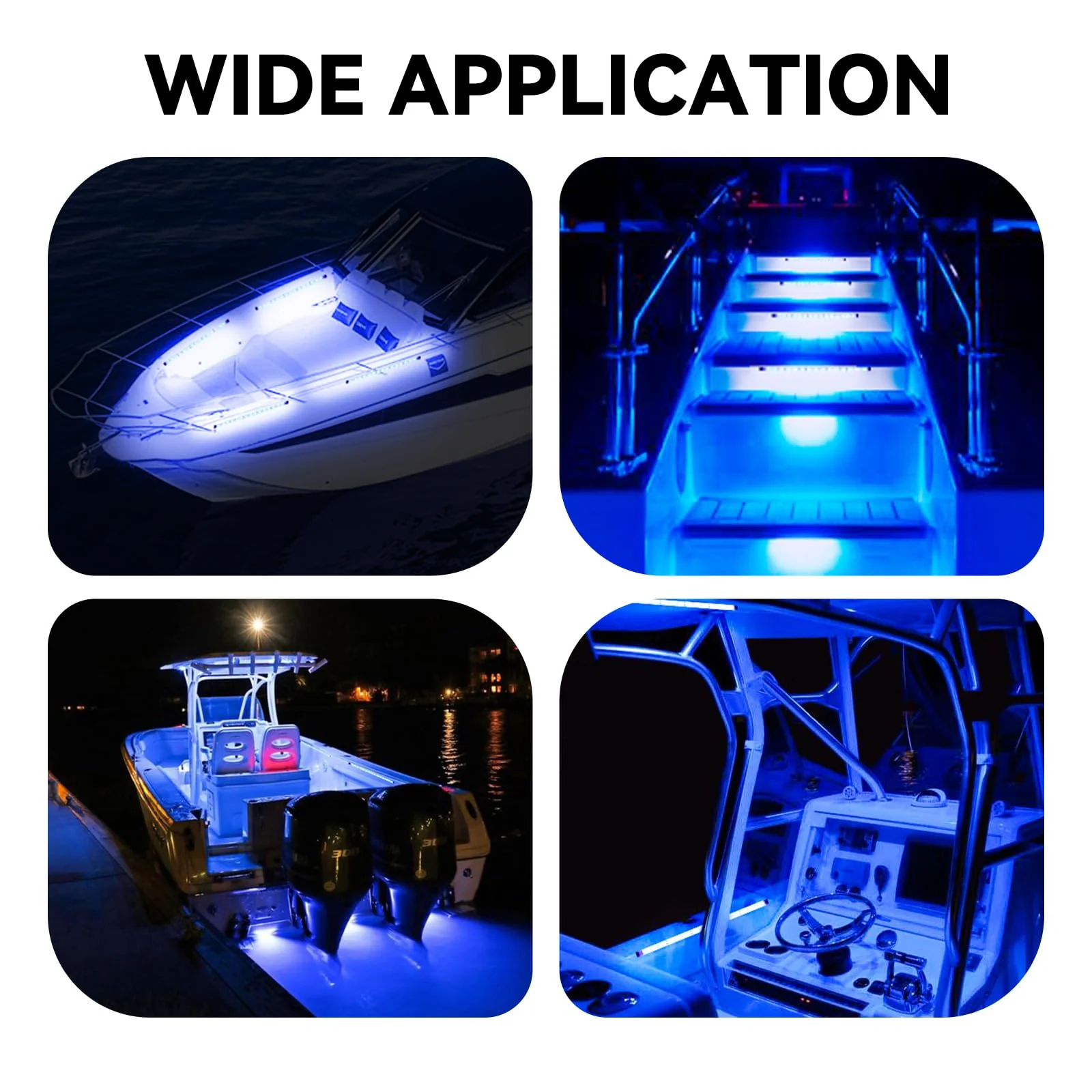 Boat Interior Lights Blue,Waterproof Led Boat Lighting, Marine Led Strip Lights, Super Bright Marine Lighting for Night Fishing Courtesy Lights for Pontoon Kayak Yacht Sailboat (Blue 4PCS) - Image 7