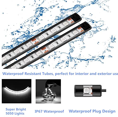 Boat Led Strip Lights, 4 Pcs 24'' Marine Interior Courtesy Deck Navigation Lights, Super Bright Waterproof Marine Led Lights Strip for 12V Pontoon Fishing Boat Yacht Kayak Sailboat (White) White - Image 3