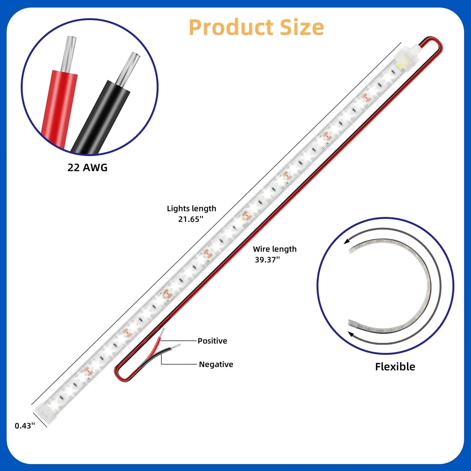 Boat Marine Submersible Led Strip Lights, 4 Pcs 20 Inches 12V Super Bright Boat Interior Lights, IP68 Waterproof Marine Led Strip Lights Night Fishing Lights for Boats, Kayak (Red) Red/20'' - Image 3
