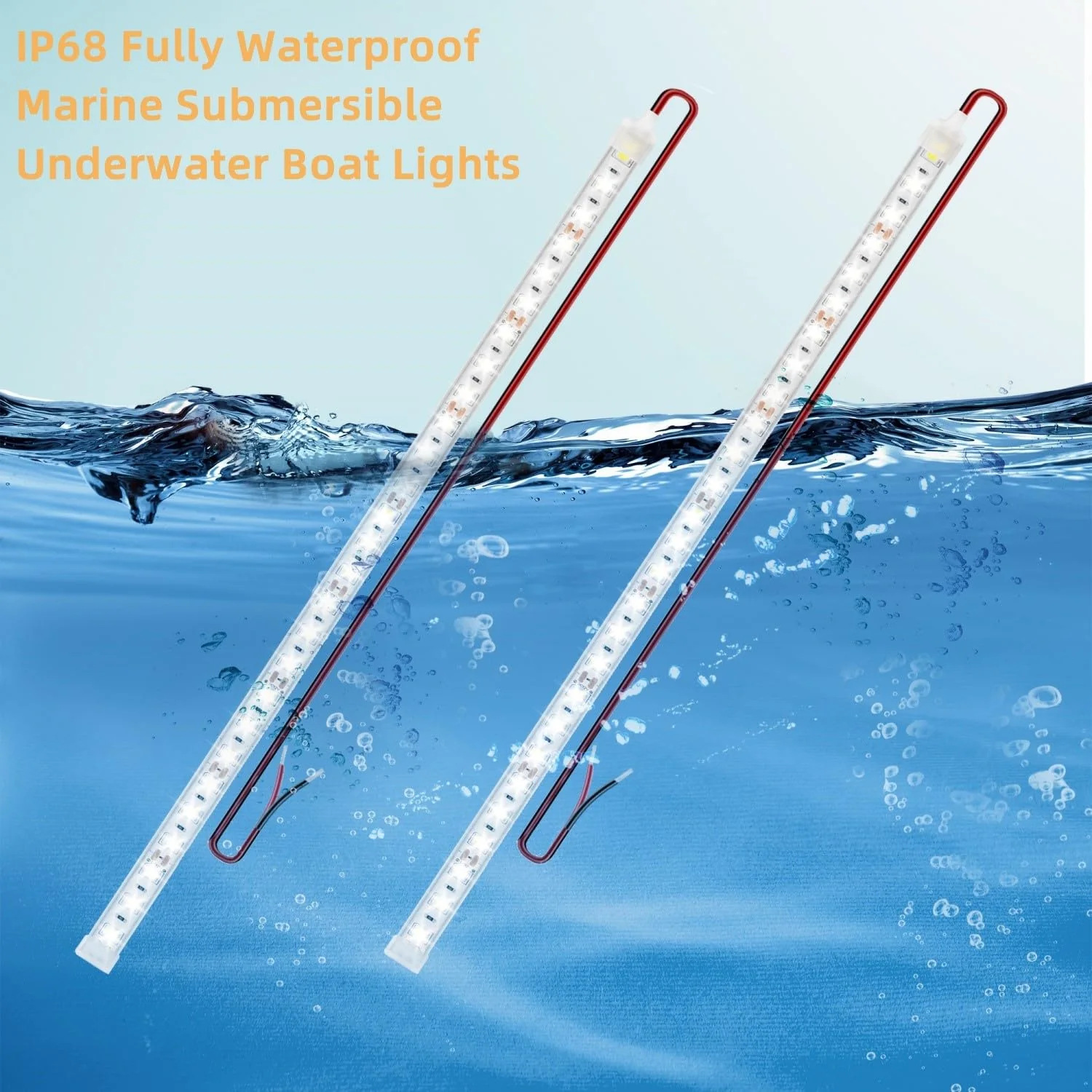 Boat Marine Submersible Led Strip Lights, 4 Pcs 20 Inches 12V Super Bright Boat Interior Lights, IP68 Waterproof Marine Led Strip Lights Night Fishing Lights for Boats, Kayak (Red) Red/20'' - Image 4