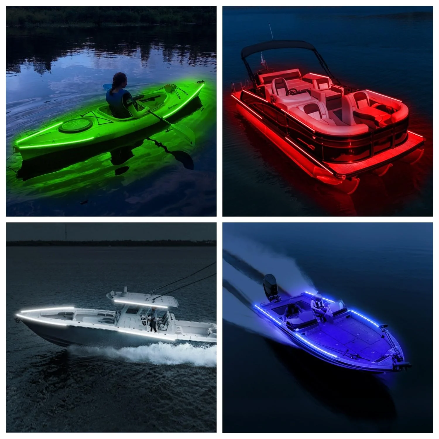 Boat Marine Submersible Led Strip Lights, 4 Pcs 20 Inches 12V Super Bright Boat Interior Lights, IP68 Waterproof Marine Led Strip Lights Night Fishing Lights for Boats, Kayak (Red) Red/20'' - Image 6