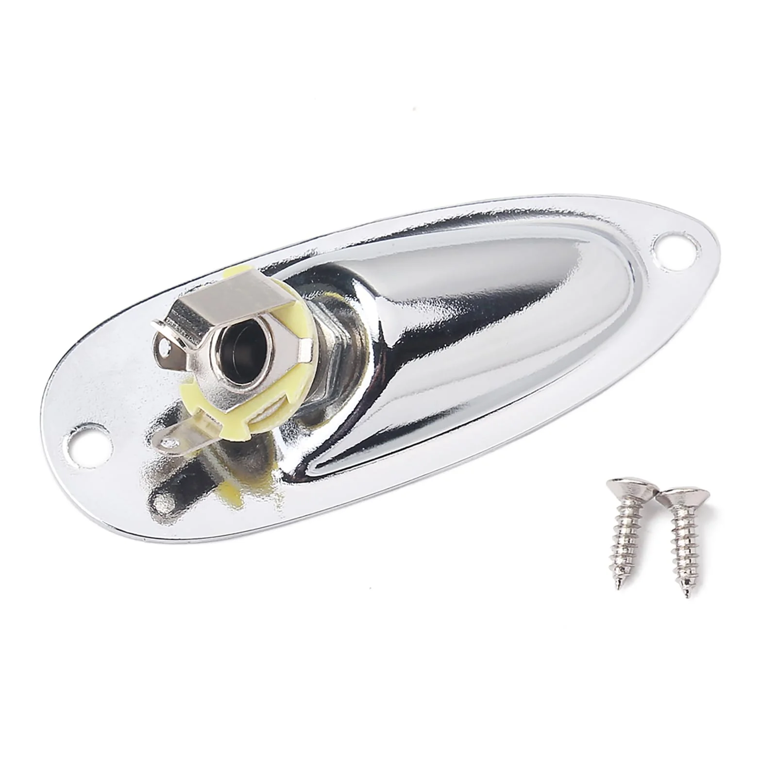 Boat style 1/4 inch Guitar Input Jack Socket Plate Output Loaded parts Guitar Strat jack for Fender Stratocaster Strat St Mono for Electric Guitar Replacement Parts (Chrome) Chrome - Image 2
