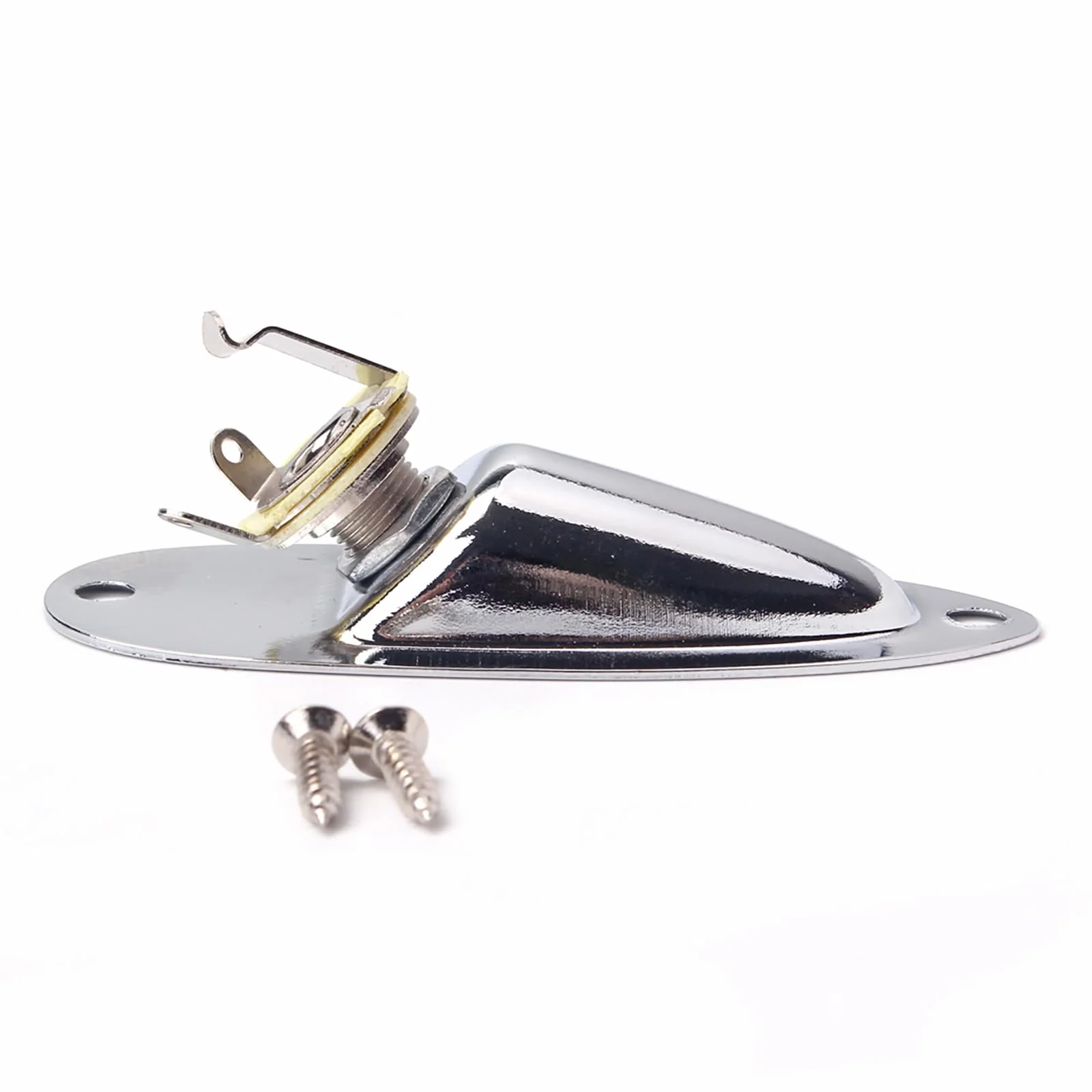 Boat style 1/4 inch Guitar Input Jack Socket Plate Output Loaded parts Guitar Strat jack for Fender Stratocaster Strat St Mono for Electric Guitar Replacement Parts (Chrome) Chrome - Image 3
