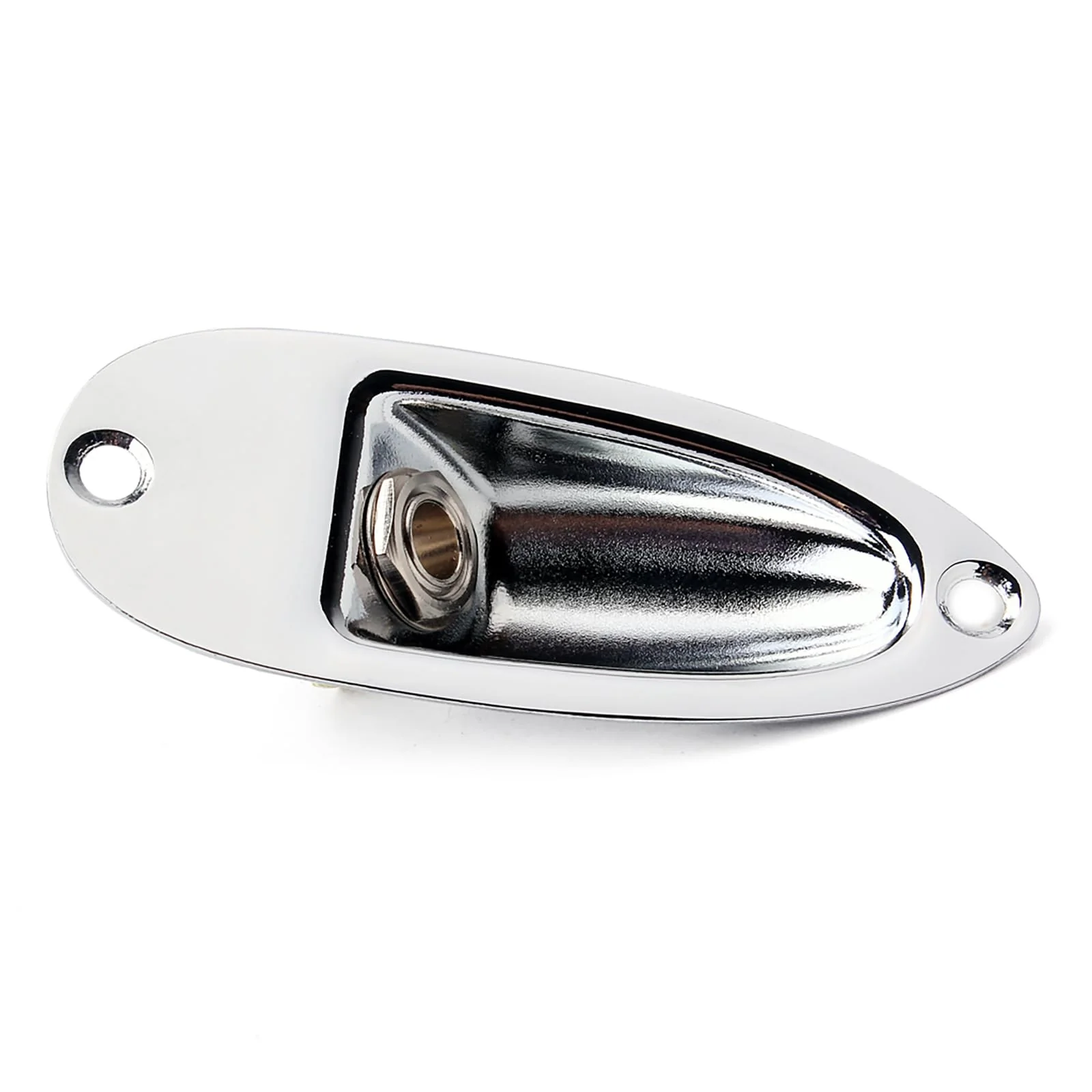 Boat style 1/4 inch Guitar Input Jack Socket Plate Output Loaded parts Guitar Strat jack for Fender Stratocaster Strat St Mono for Electric Guitar Replacement Parts (Chrome) Chrome - Image 4