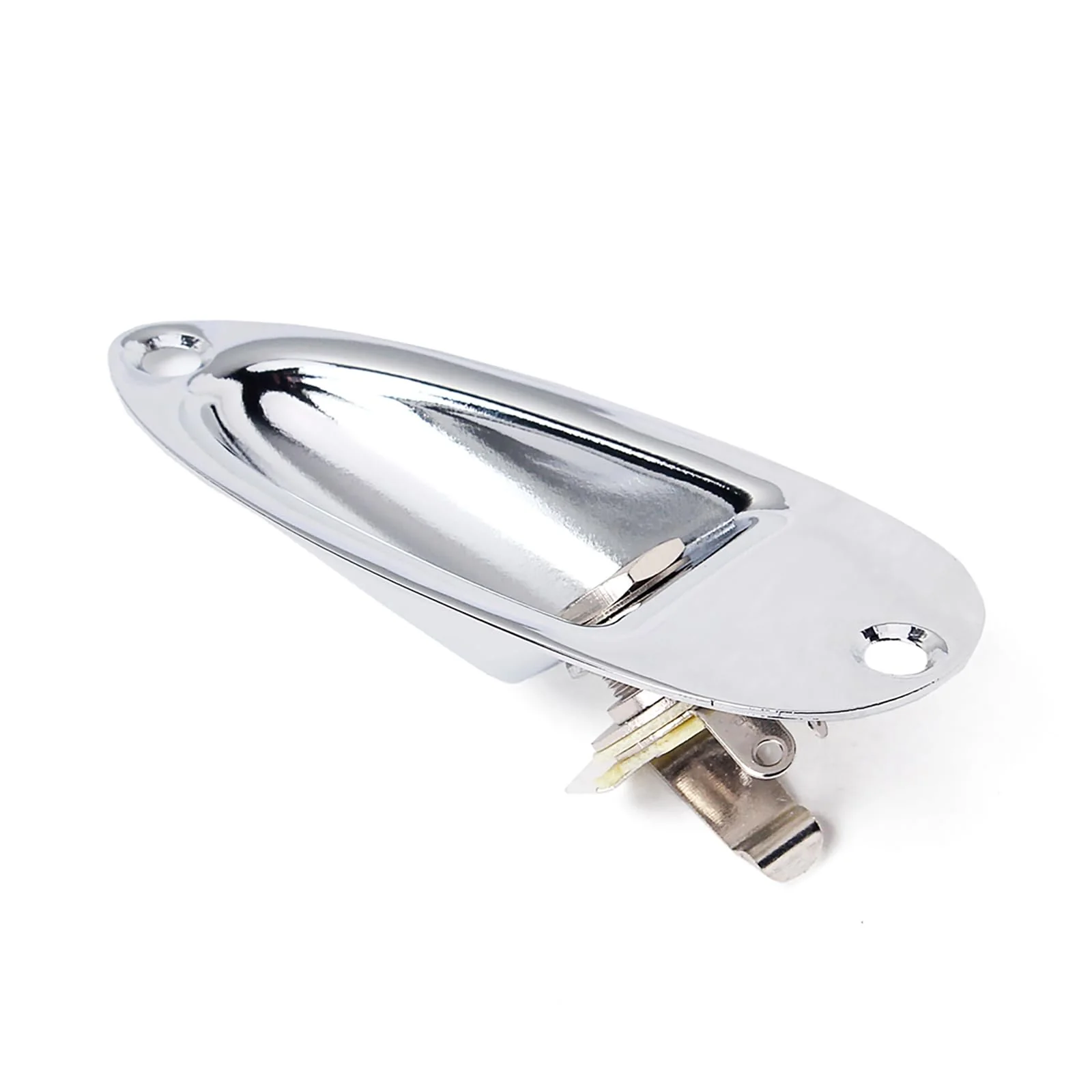Boat style 1/4 inch Guitar Input Jack Socket Plate Output Loaded parts Guitar Strat jack for Fender Stratocaster Strat St Mono for Electric Guitar Replacement Parts (Chrome) Chrome - Image 5