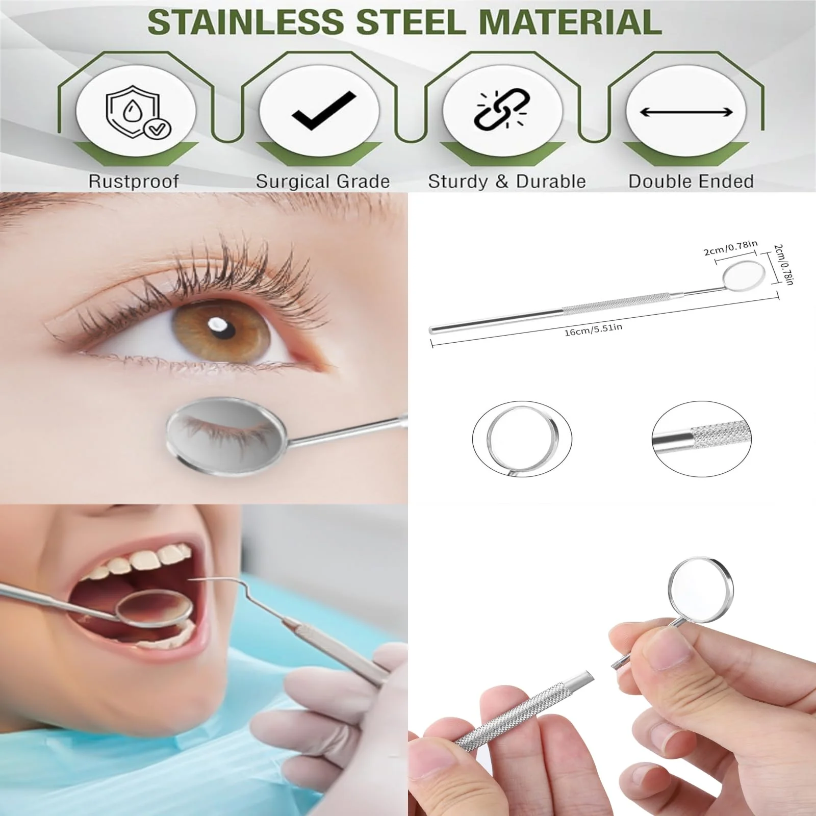 Bobury Stainless Steel Beauty Makeup Mirrors Dental Tools for Eyelash Extensions/Inspect Instrument - Image 6