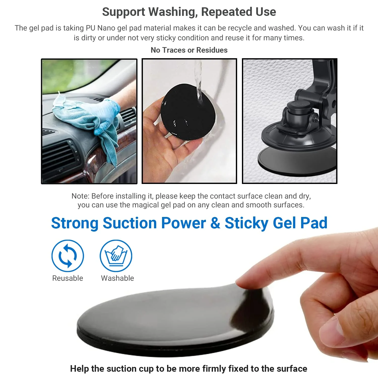 Body Camera Suction Cup Mount with Easy Remove Washable Reuable Magic Sticky Gel Pad for P100 and Widely Compatible with Other Body Camera Perfect for Car Windshield, Window, Glass, Dashboard - Image 4
