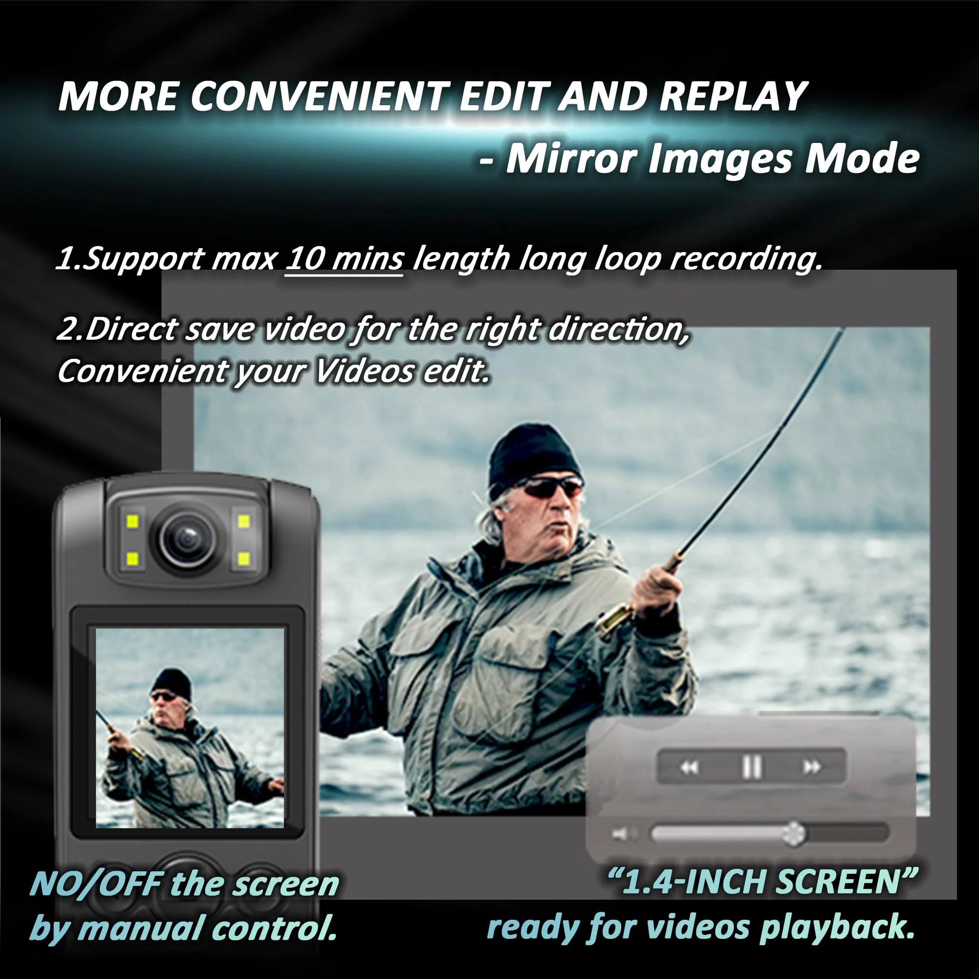 Body Camera with Audio & Video Recording- 64GB 1080P HD Police Cop Cam for Outdoor Law Enforcement Guard Travel Cameras- With Magnetic Clip Flashlight 6HR Battery Recorder (Black No Lanyard) Black 128G - Image 6