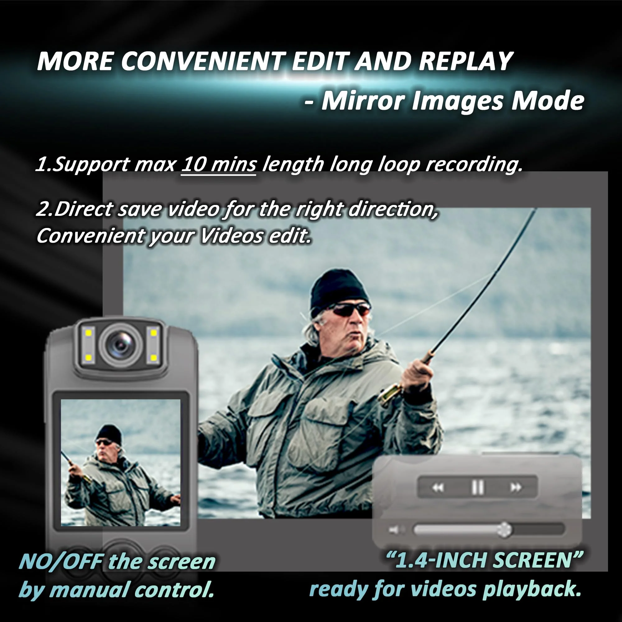 Body Camera with Audio & Video Recording- 64GB 1080P HD Police Cop Cam for Outdoor Law Enforcement Guard Travel Cameras- With Magnetic Clip Flashlight 6HR Battery Recorder (Grey With Lanyard) Grey 64G - Image 6