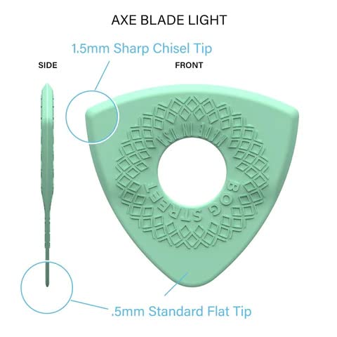 Bog Street Axe Blade Light Ergonomic, 3-Sided Guitar Pick. - One .5mm standard tip and Two 1.5mm Jazz style tips. (6-Pack) 6-Pack - Image 7
