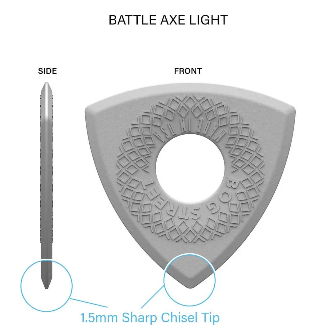 Bog Street BATTLE AXE Guitar Picks, Light, 3-Sided Ergonomic Thin Guitar Picks, Grey (6-Pack) 6-Pack - Image 5