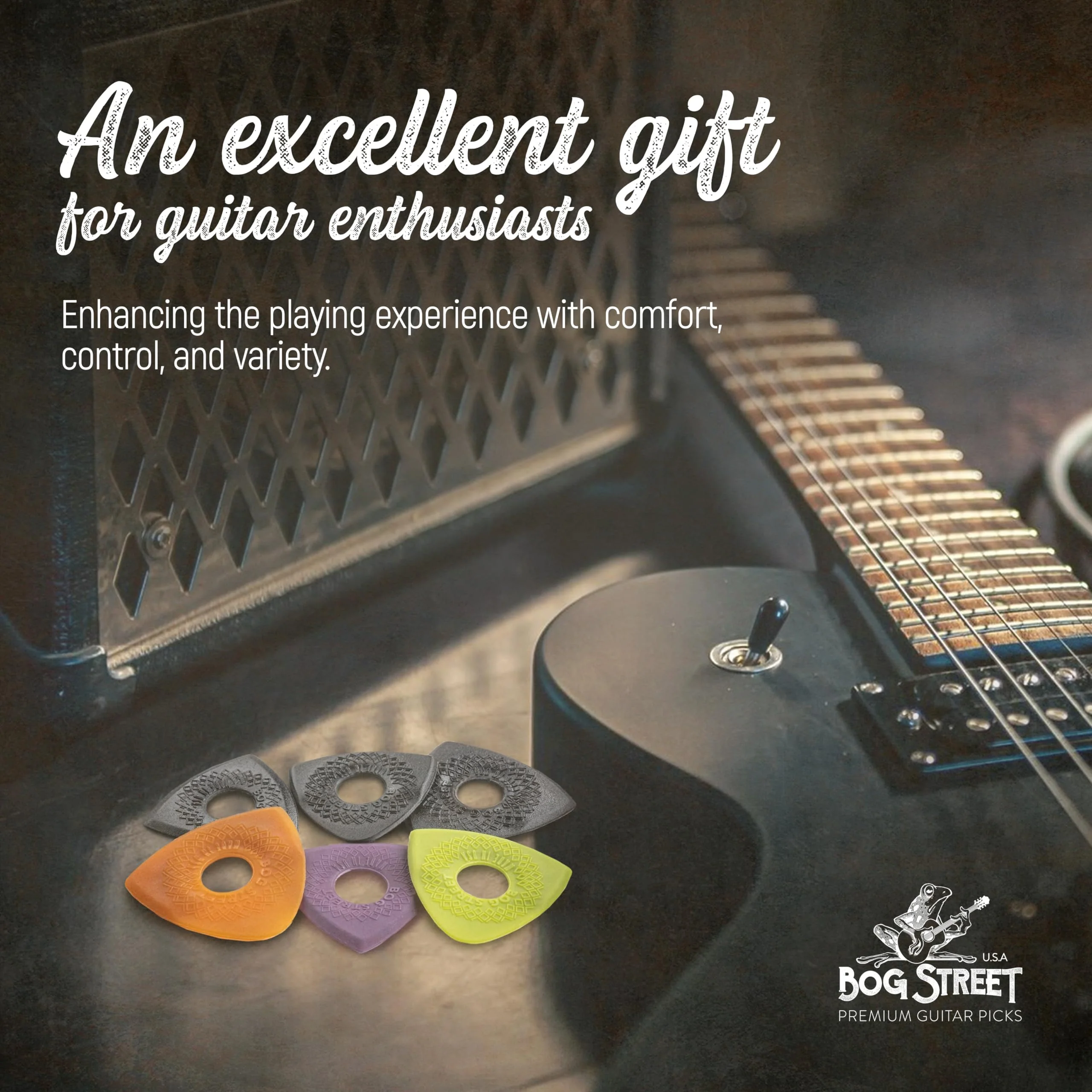 Bog Street Textured AXE Series Ergonomic Guitar Picks Thin Guitar Pick Pack of 6 with CUT, BLADE & BATTLE AXE Picks for Guitar - Made in USA Non Slip Guitar Picks Thick and Thin Pack - Image 6