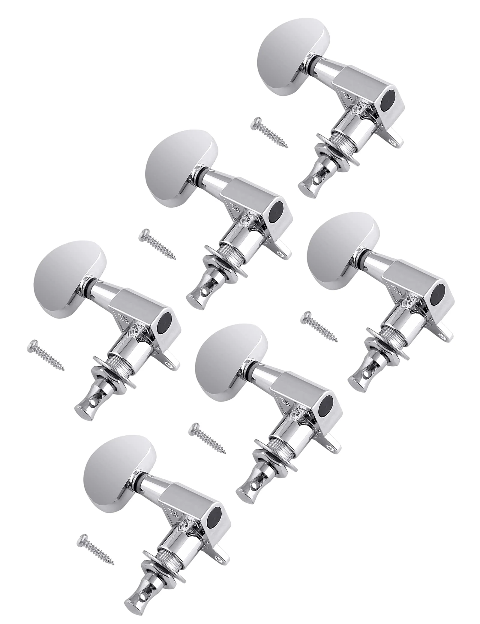Bogart Sealed String Tuning Pegs Tuning Machines Grover Machine Heads Tuners Tuning Keys 6 In Line for Right Handed Acoustic Guitar or Electric Guitar Half Round Head Chrome., (TP 02-CR-6R) - Image 2