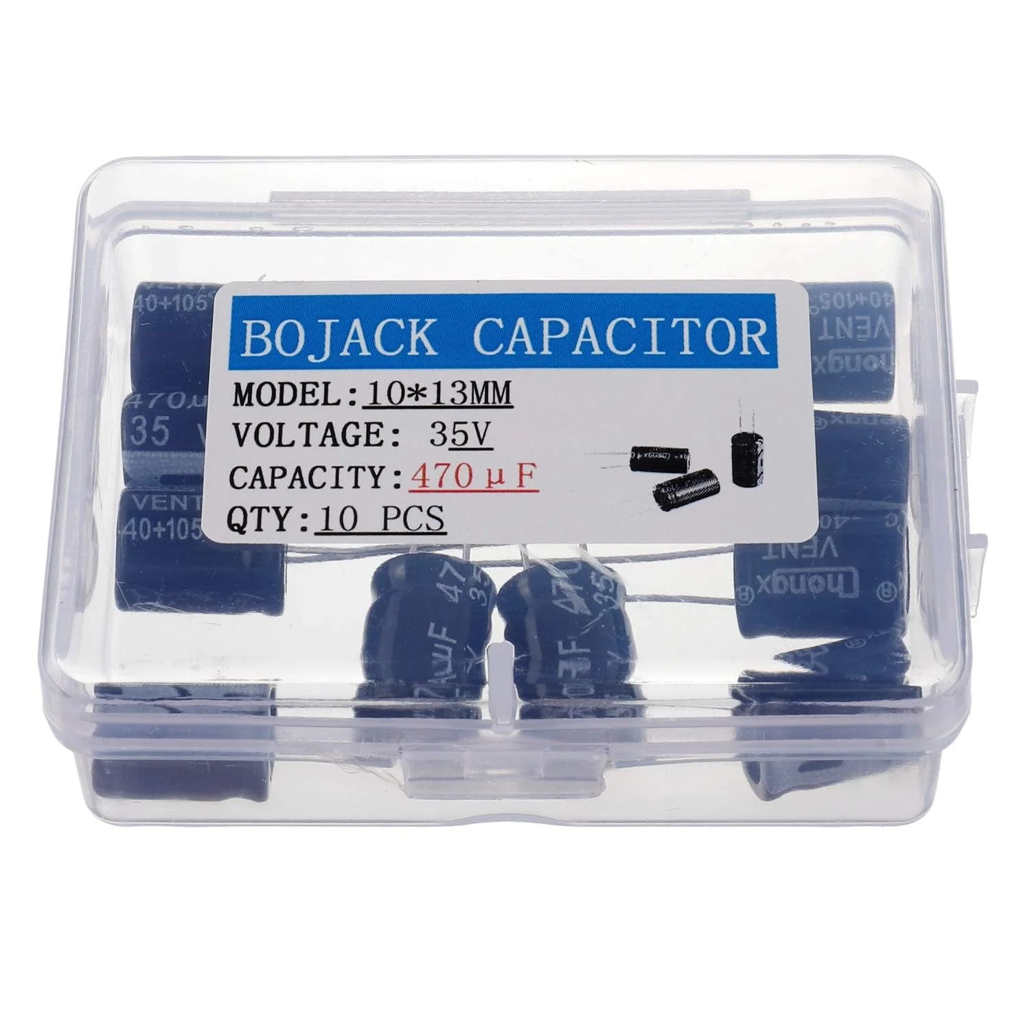 BOJACK 10X13mm 470uF 35V 470MFD 35Voltage ±20% Aluminum Electrolytic Capacitors (Pack of 10) - Image 3