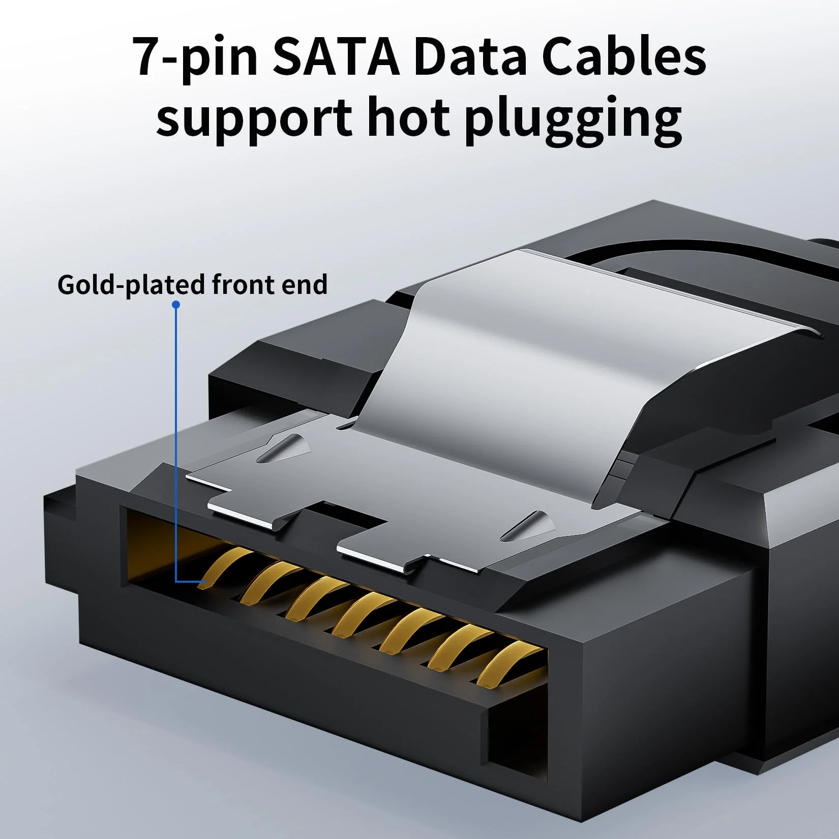 BolAAzuL SATA Cable III Right Angle & Straight, 2-Pack SATA Data Cables 90 Degree + SATA 3 Cable Straight to Straight, 6Gbps Tangle-Free SATA Cable 7pin Black with Locking Latch for Hard Drive SSD 1 straight + 1 angled - Image 6