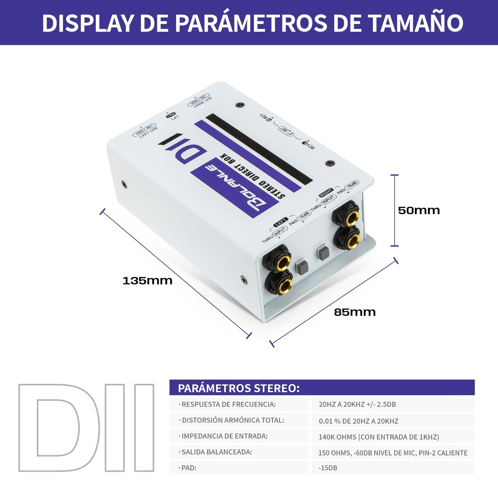 Bolanle Pro DI Passive Direct Box - 2 Channel Instrument Premium Direct Box to Balanced & Unbalanced XLR,Impedance Transformer Connector for Impedance Conversion and Isolation (D2) D2 - Image 2
