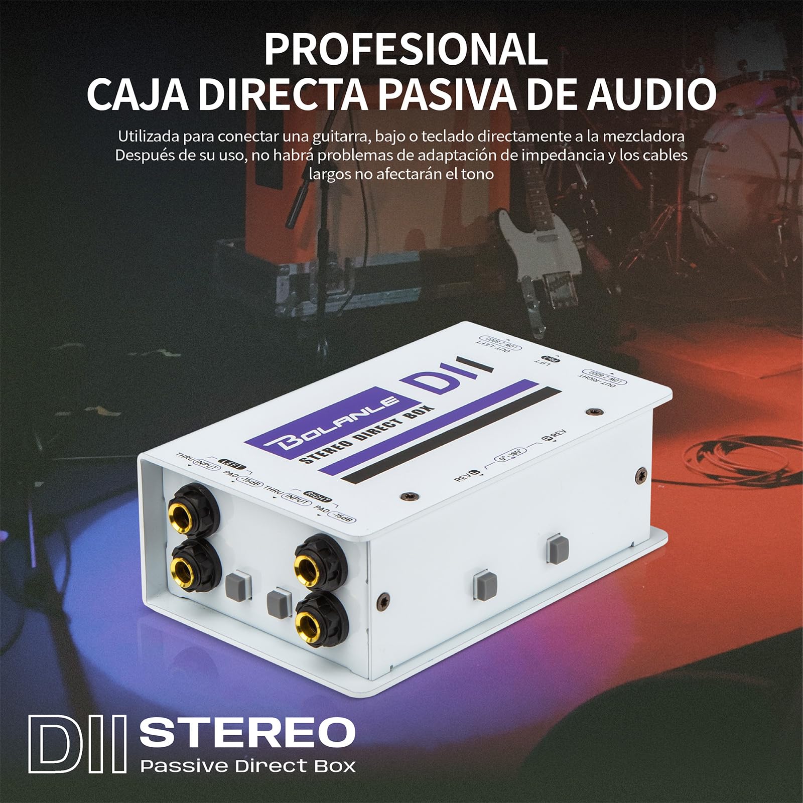 Bolanle Pro DI Passive Direct Box - 2 Channel Instrument Premium Direct Box to Balanced & Unbalanced XLR,Impedance Transformer Connector for Impedance Conversion and Isolation (D2) D2 - Image 4