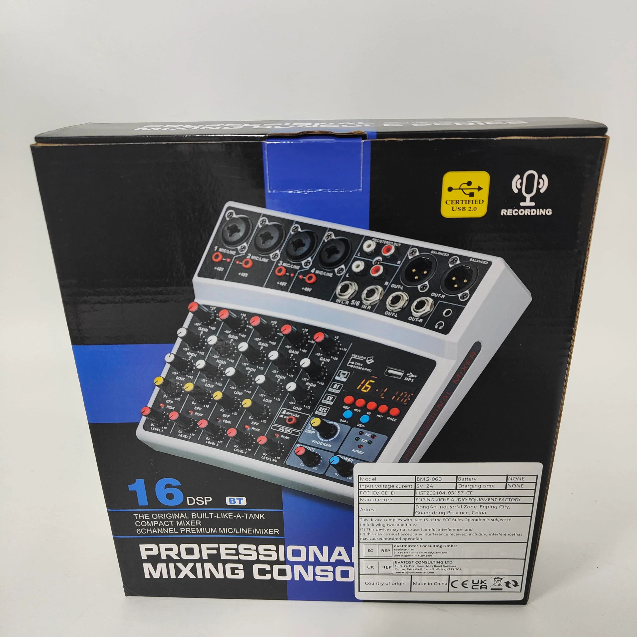 BOMGE 6 Channel Audio Sound Mixer - Professional Digital DJ Mixing Console for Live Streaming, Karaoke and Stereo Recording - With PC Computer Record Playback/Bluetooth/MP3/USB/48V /99 DSP White - Image 9