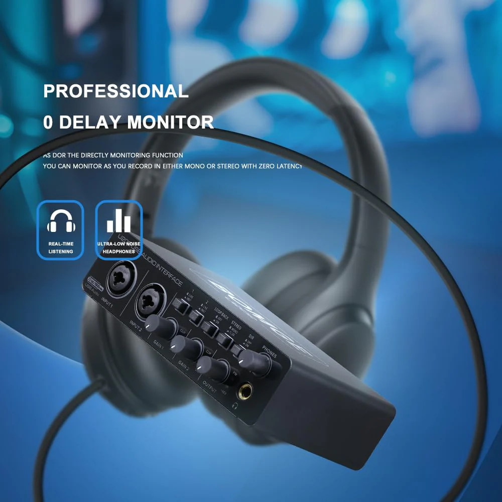 BOMGE U202 USB Audio Interface with Mic Preamplifier XLR/TSR/TS Ports,48V,32-Bit/192kHz Resolution fro computer recording,Streaming,Podcasting - Image 3