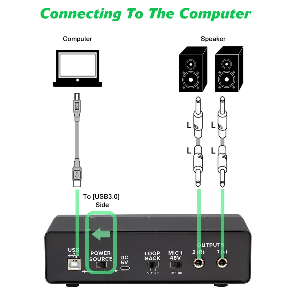 BOMGE USB Audio Interface(32bit/192 kHz) with XLR,phantom power,Direct Monitoring,Loopback for PC Recording,Streaming,Guitarist,Vocalist and Podcasting - Image 7