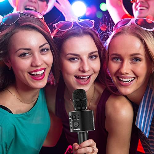 BONAOK Wireless Bluetooth Karaoke Microphone,3-in-1 Portable Handheld Karaoke Mic Speaker Machine Home Party Birthday for All Smartphones Q37 (Black) Black - Image 2