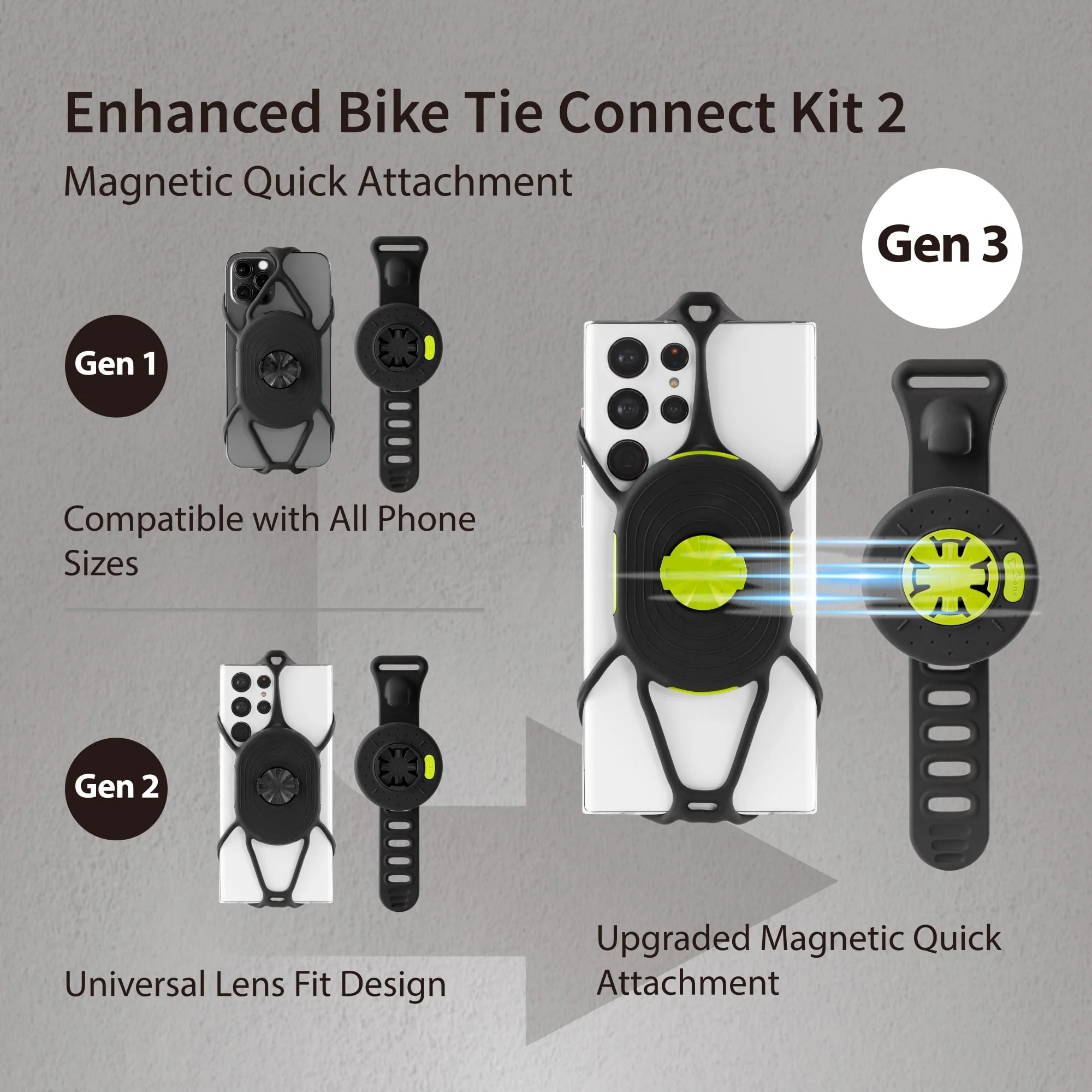 Bone Bike Tie Connect Kit 2 Magnetic, Quick Release 360° Rotation Universal Road Bike Phone Mount for Stem & Handlebar, Fits 4.7"-7.2" Phones iPhone 15 Pro Max/Plus, 14 Pro Max, Samsung S24, and More - Image 5