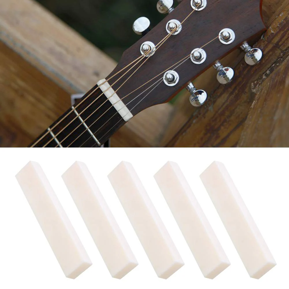 Bone Guitar Nuts Blank, DIY Blank Buffalo Bone Nut String Pillow for Classical Electric Acoustic Guitar Buffalo Bone Nut or Saddle Blank Replacement Part, 2 x 0.2 x 0.4in (5 Pcs) 5 Pcs - Image 3