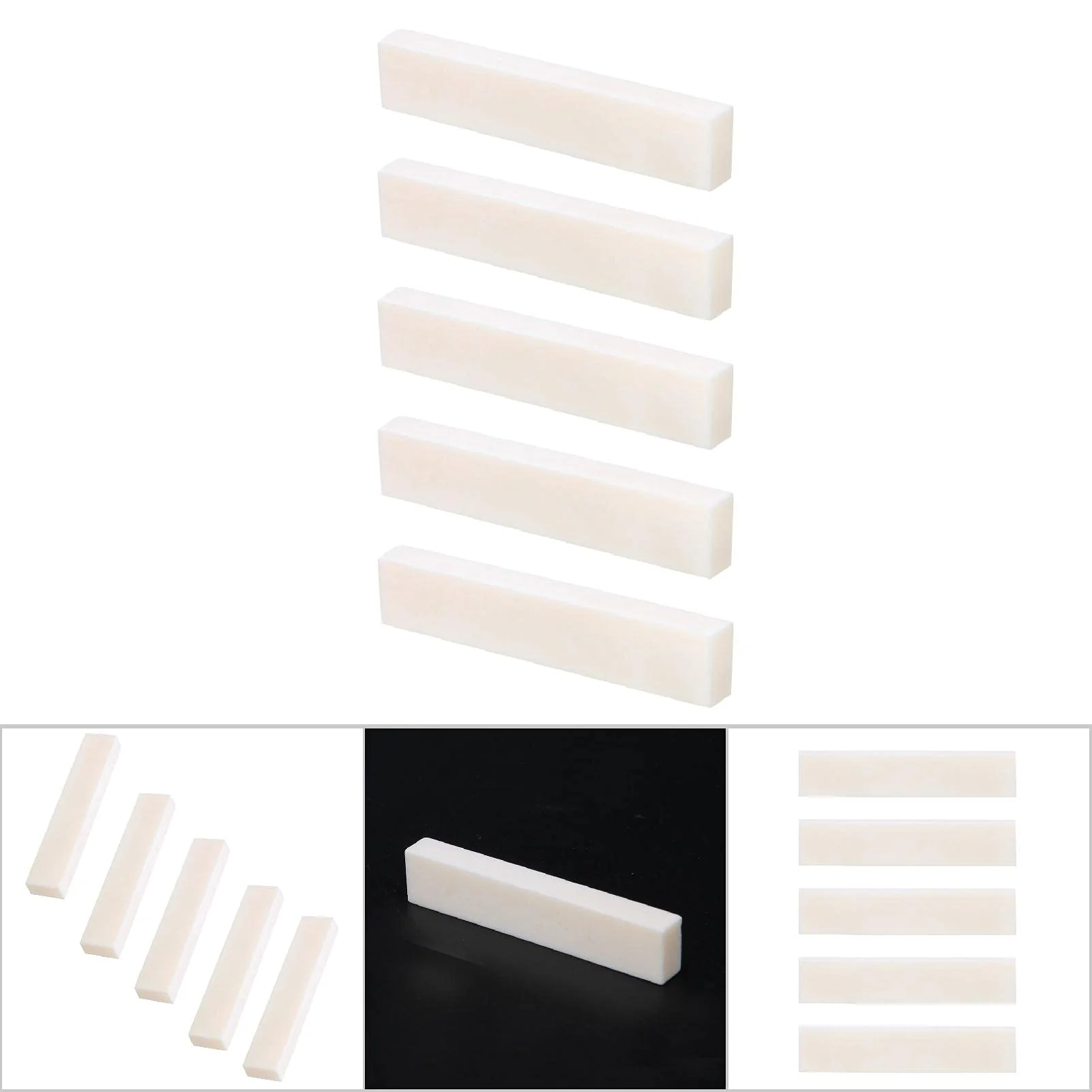 Bone Guitar Nuts Blank, DIY Blank Buffalo Bone Nut String Pillow for Classical Electric Acoustic Guitar Buffalo Bone Nut or Saddle Blank Replacement Part, 2 x 0.2 x 0.4in (5 Pcs) 5 Pcs - Image 4