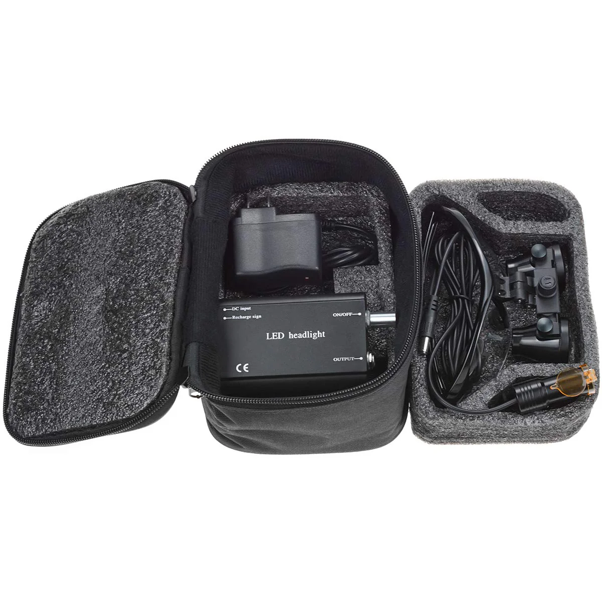 BONEW 3.5 x Surgical Binocular Magnifiers Optical Glass + 5 W LED Headlight Powerful Light with Clip-On Type + Fabric Bag DY-008 (Black) black - Image 5