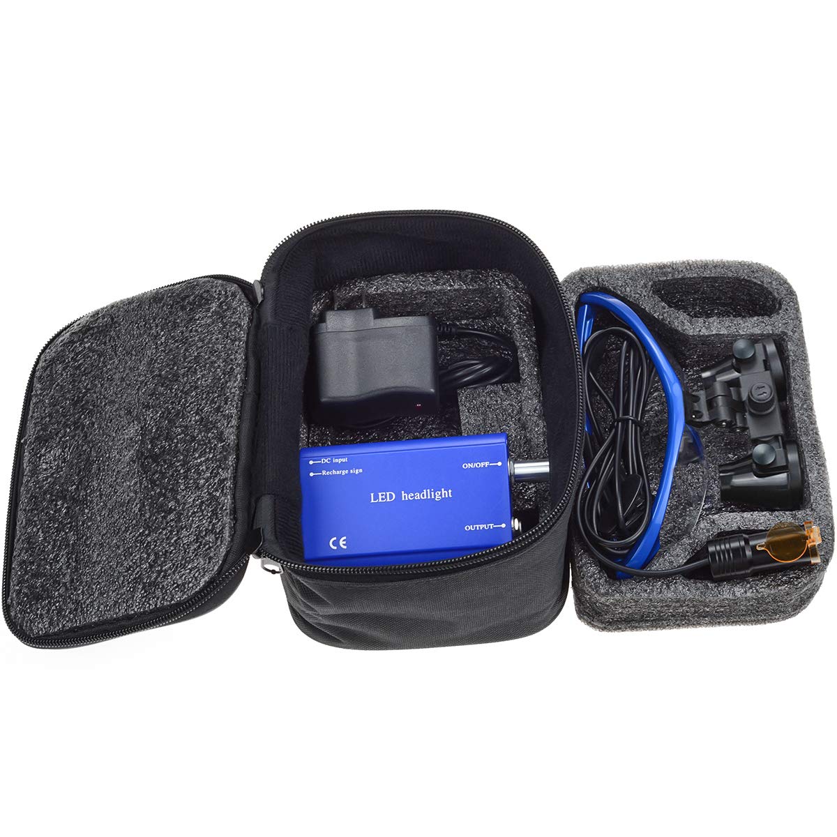 BONEW 3.5X Surgical Binoculars Optical Glass Magnifier + 5W LED Headlight Powerful Light with Clip Type + Cloth Pouch DY-008 (Blue) Blue - Image 5