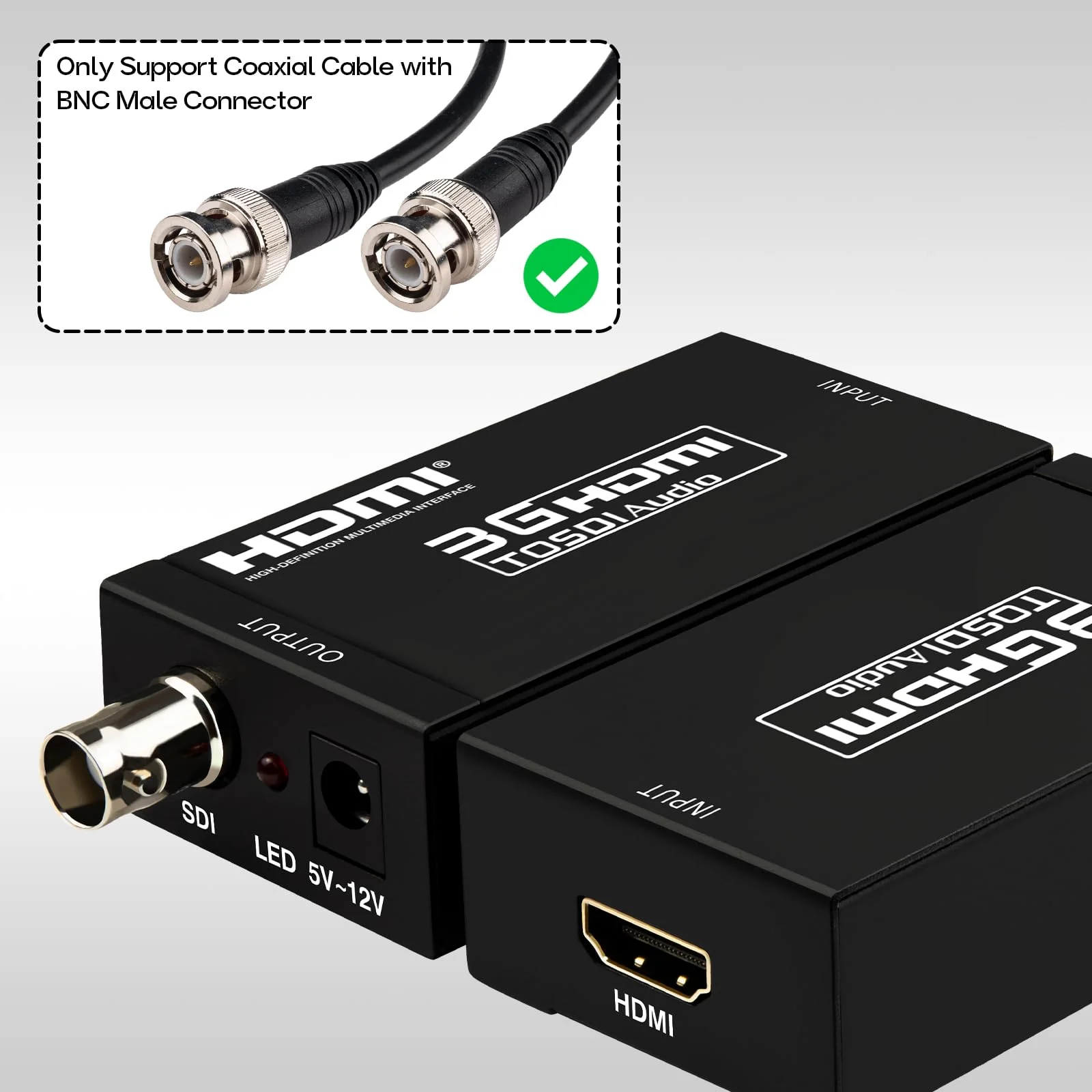 Boobrie HDMI to SDI Converter 3G-SDI with Audio De-Embedding, 300ft Long Distance Transmission Support 1080P@60Hz for SDI Monitor, Video Camera, Live Broadcast - Image 4