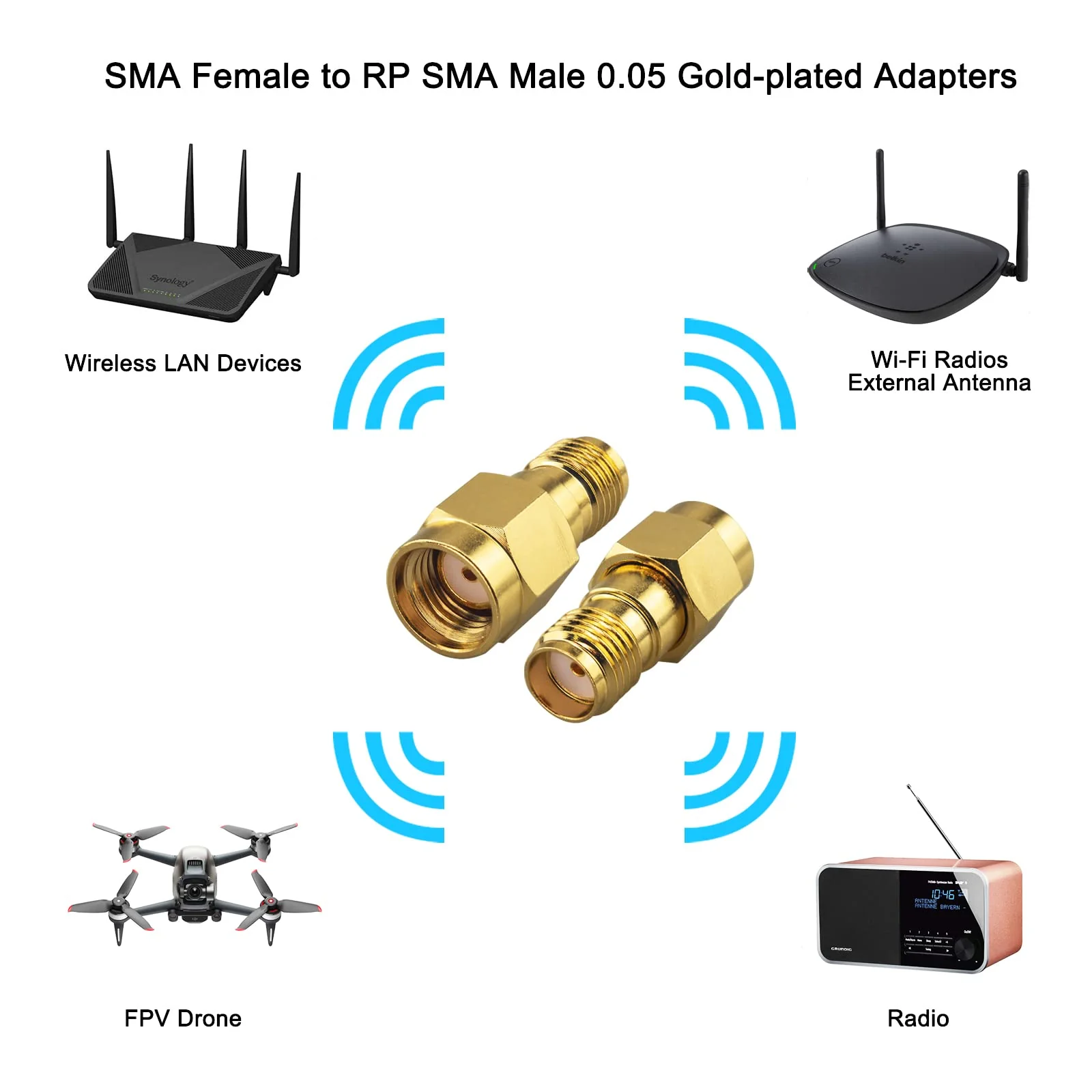 Boobrie High SMA Female to RP SMA Male DC-18GHz Gold Plated Adapter RP-SMA Male to SMA Female SMA Male to RP-SMA Connector for FPV Drone Signal Booster Wireless LAN Device Pack of 2 - Image 5