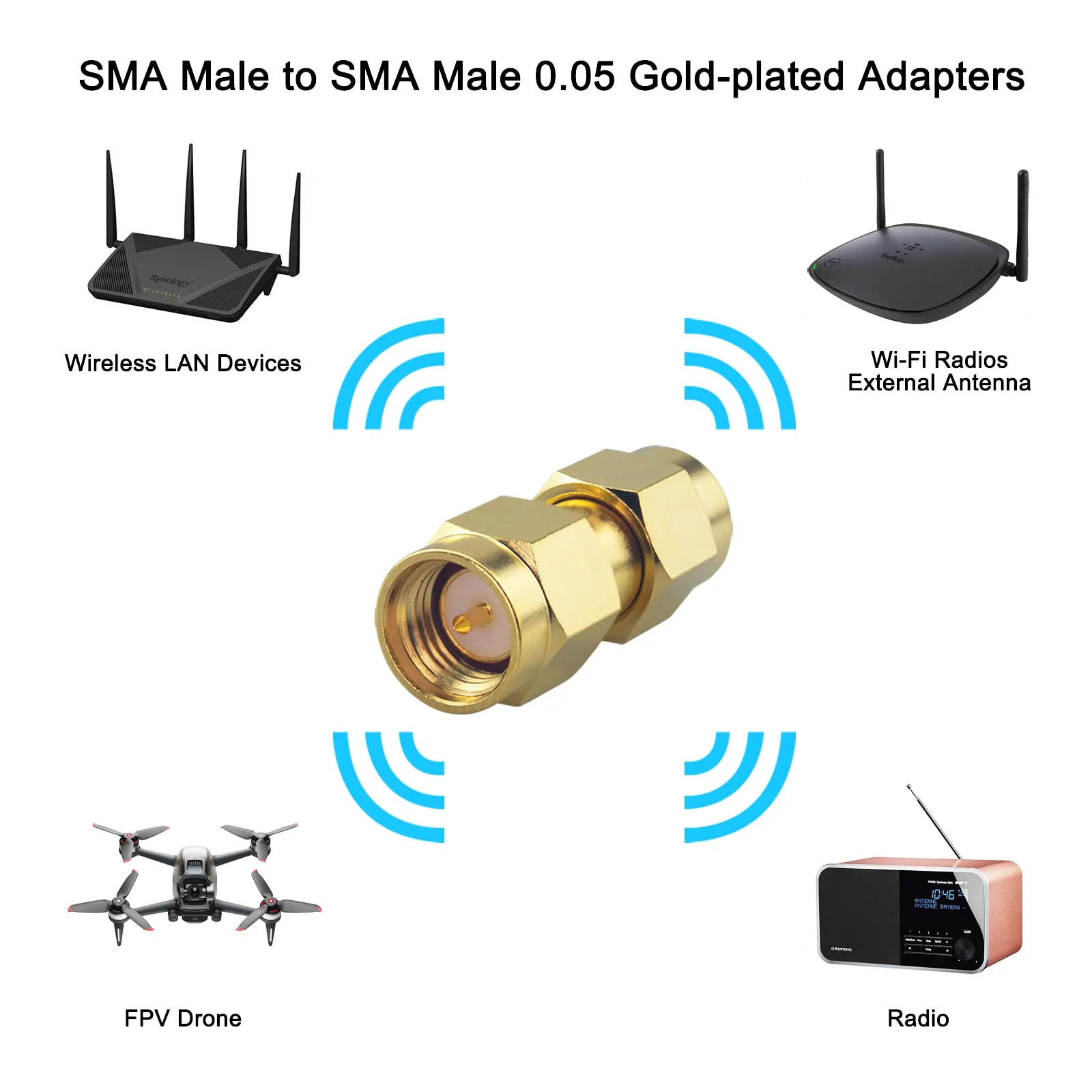 BOOBRIE Improved 2 Pack SMA Male to SMA Male SMA Male to Male Coaxial Connector SMA Male to Male SMA WiFi Adapter FPV Drone Signal Booster Wireless LAN Device - Image 5