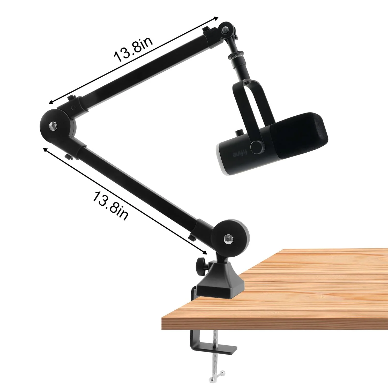 Boom Arm for FIFINE AM8 Microphone, Adjustable Stick Microphone Arm Stand with Desk Mount Clamp, Screw Adapter, Cable Management, 2pc Windscreen for Podcast Streaming Gaming Studio - Image 4