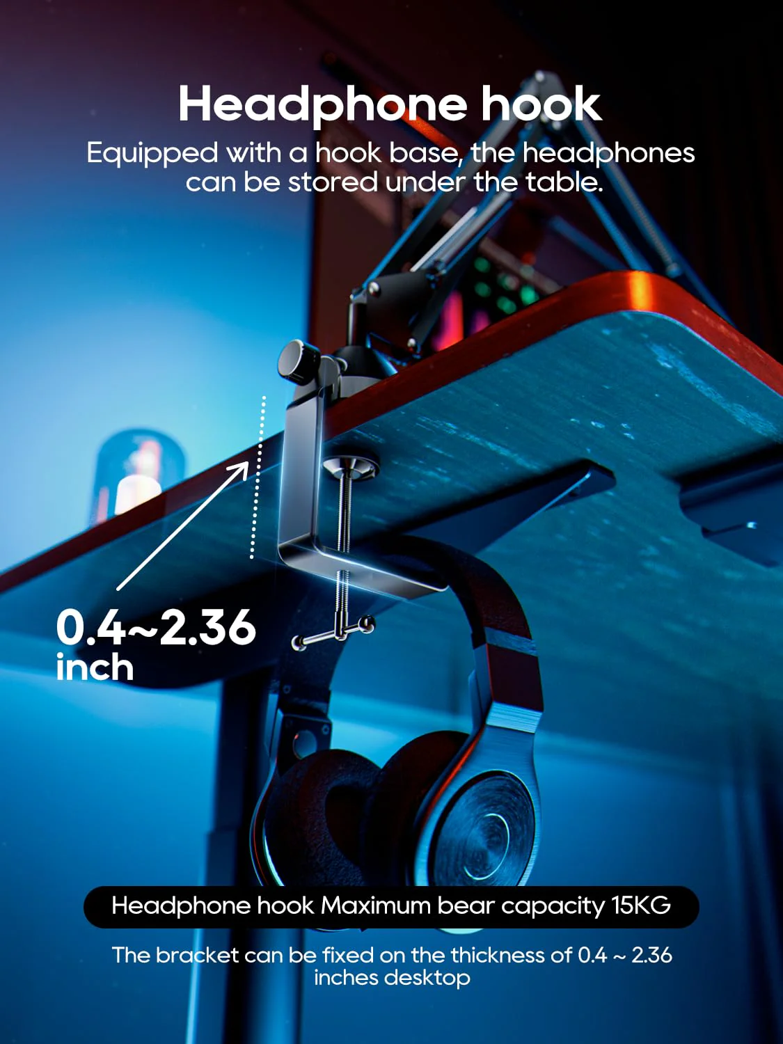 Boom Arm Micophone, Mic Arm Desk Mount Foldable with 3/8'' to 5/8'' Screw Adapter Adjustable Mic Stand for Podcasting Gaming Recording - Black M06 Black - Image 3