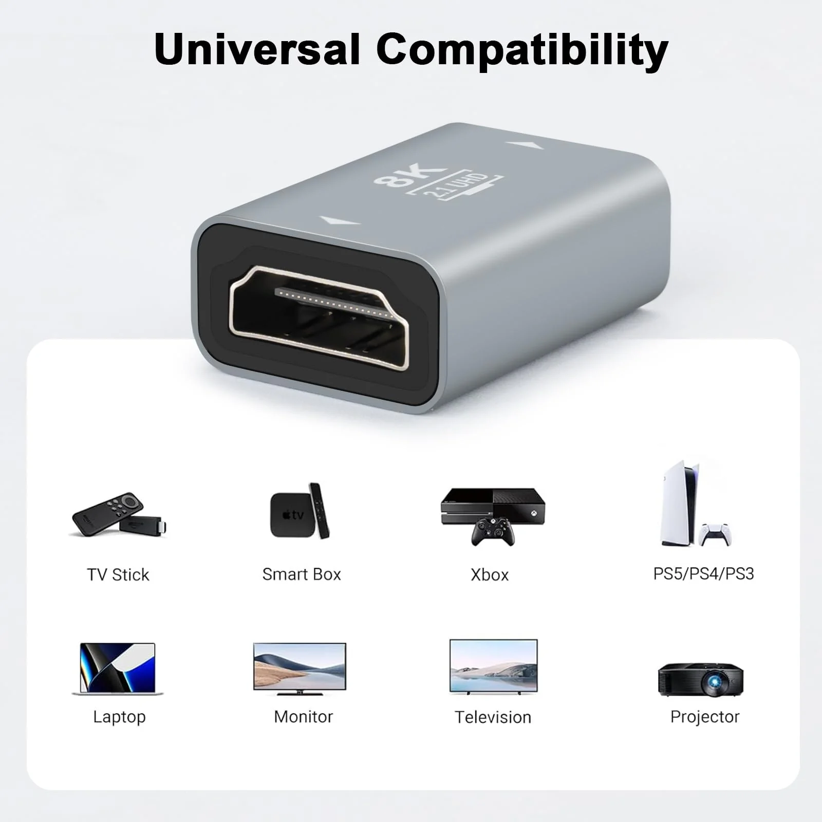 BORLTER CLAMP HDMI Coupler 8K Extender - HDMI Extender Female to Female Connector Adapter for HDTV, PC, Monitor and more. - Image 2